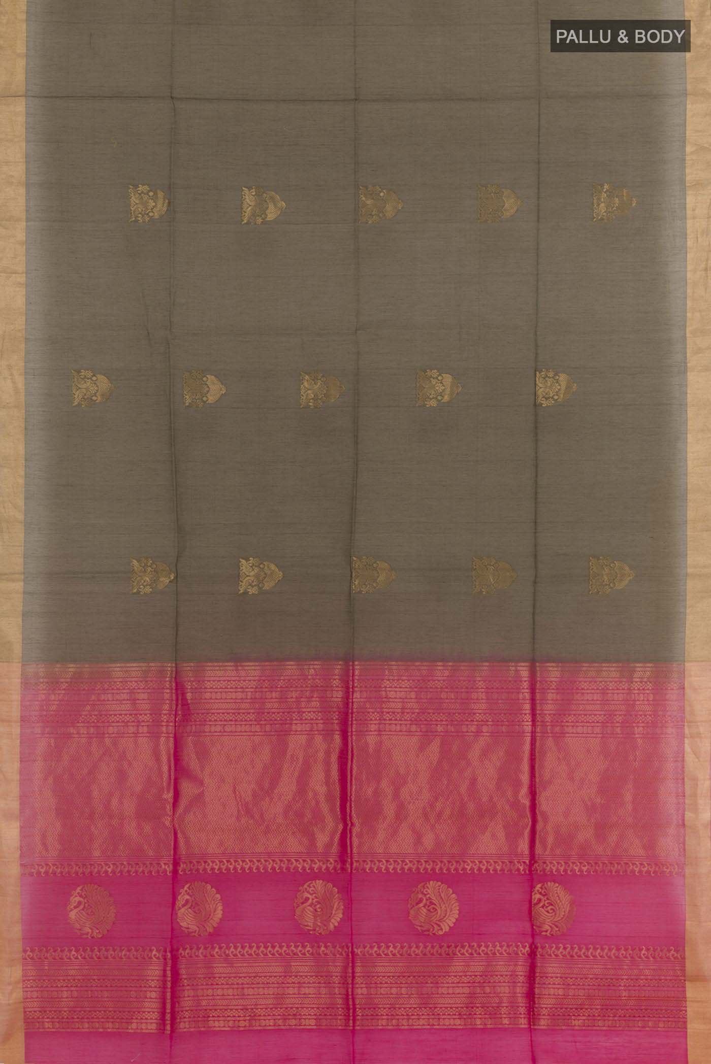 Brown Silk Cotton Saree - Image 3