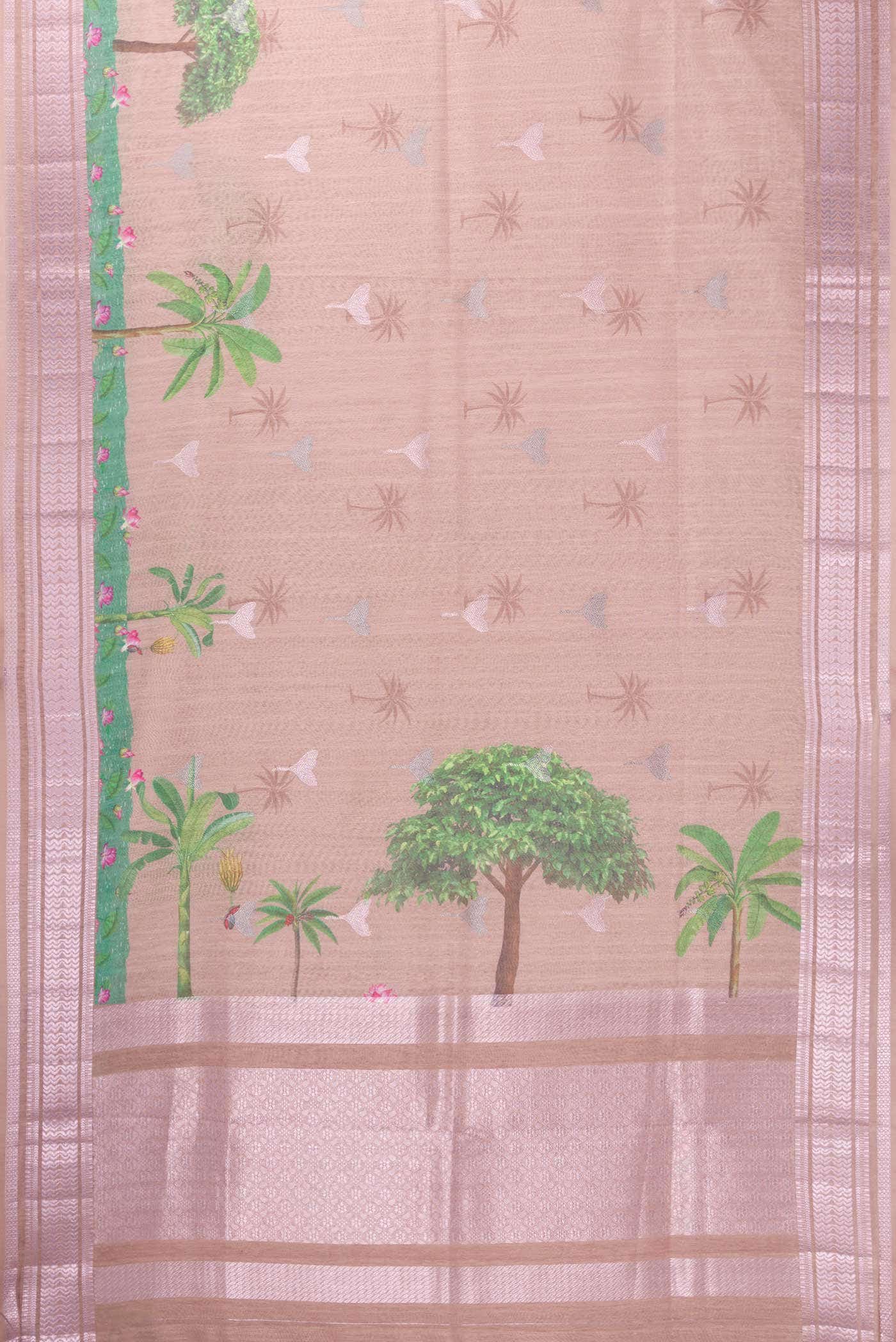 Brown Blended Linen Saree - Image 2