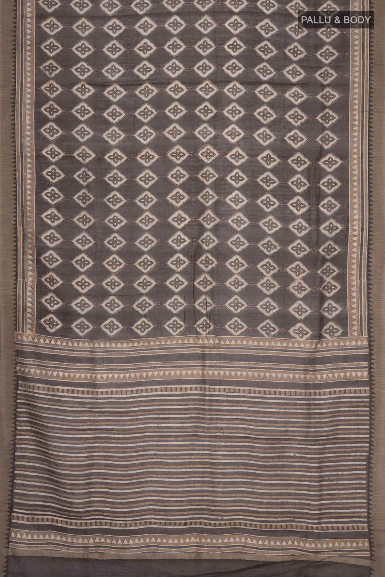Brown Chanderi Silk Cotton Saree - Image 2