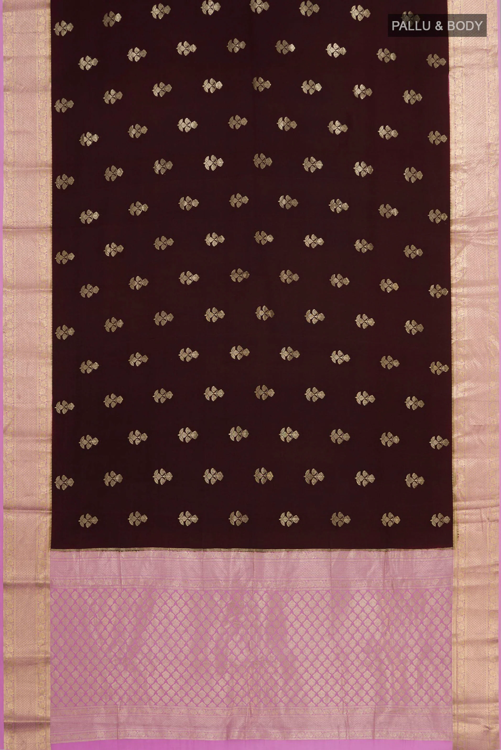 Coffee Brown Mysore Crepe Saree - Image 5