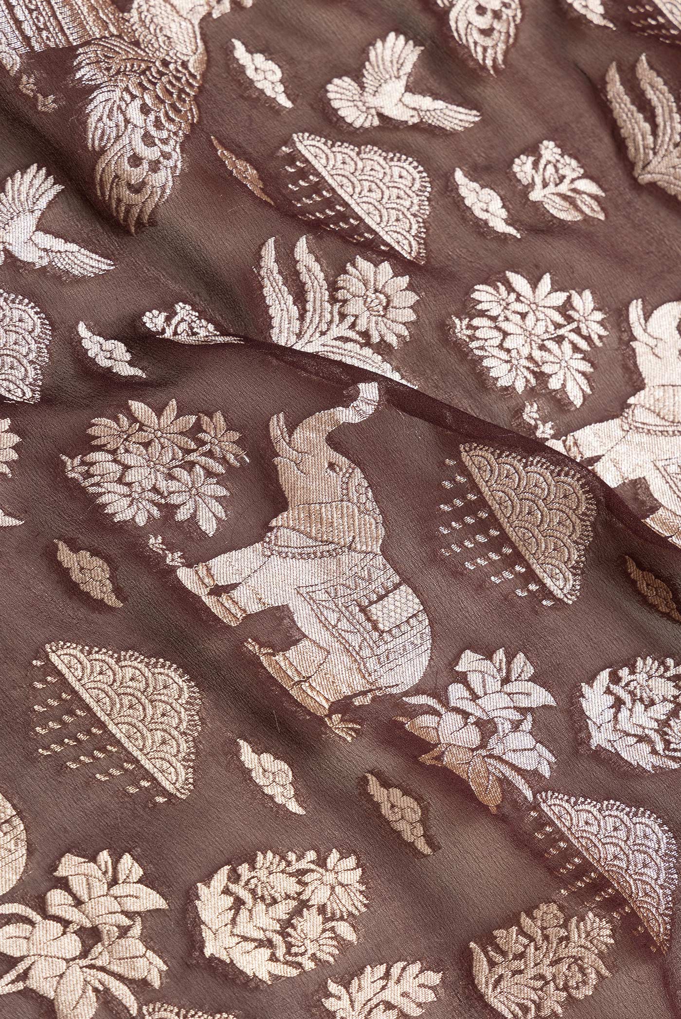 Coffee Brown Banarasi Georgette Saree - Image 2
