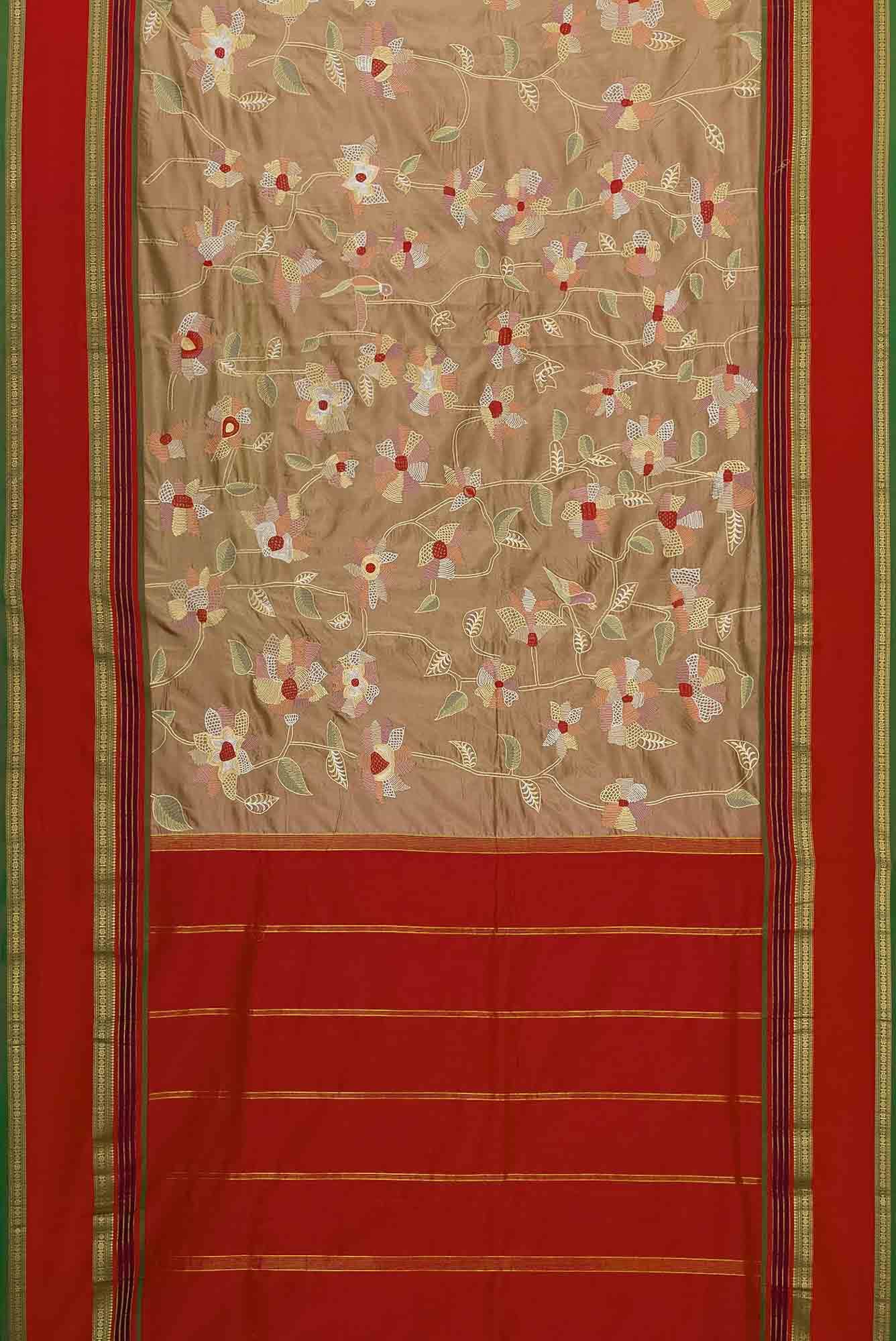 Beige Bangalore Silk Saree - Image 4