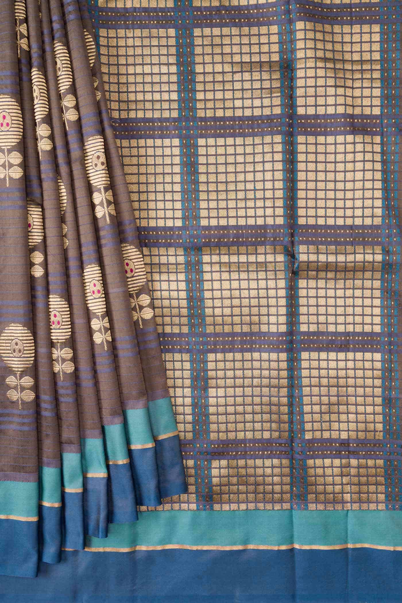 Brown Dual Tone Banarasi Silk Saree - Image 2
