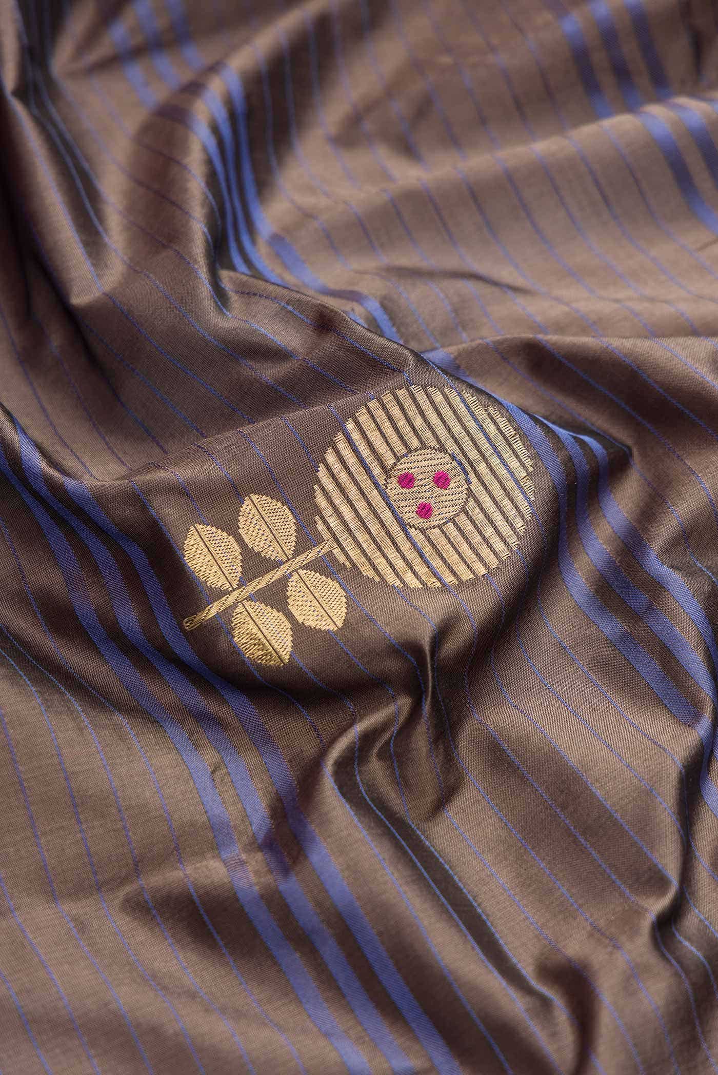 Brown Dual Tone Banarasi Silk Saree - Image 3