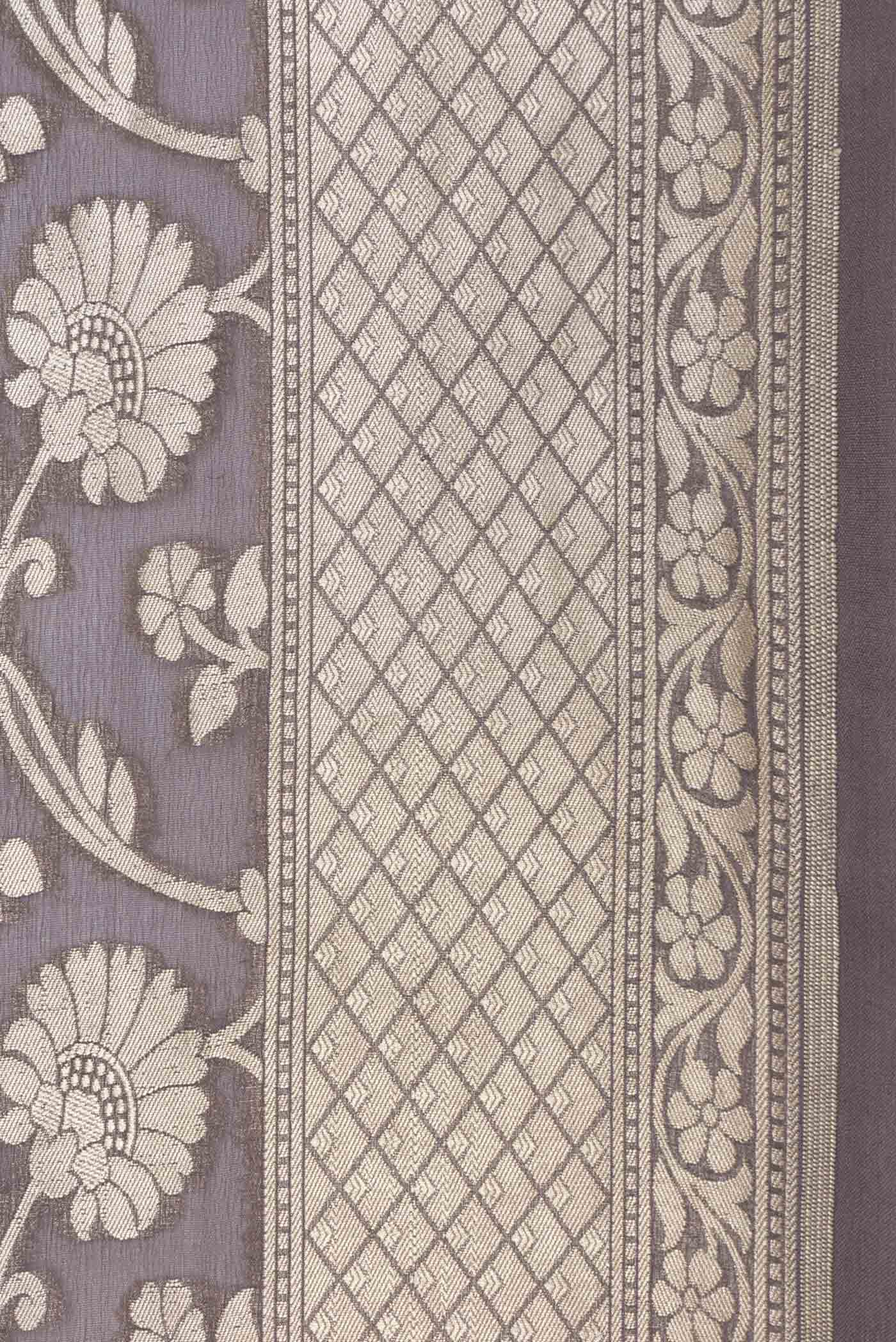 Brown Dual Tone Blended Banarasi Georgette Saree - Image 3