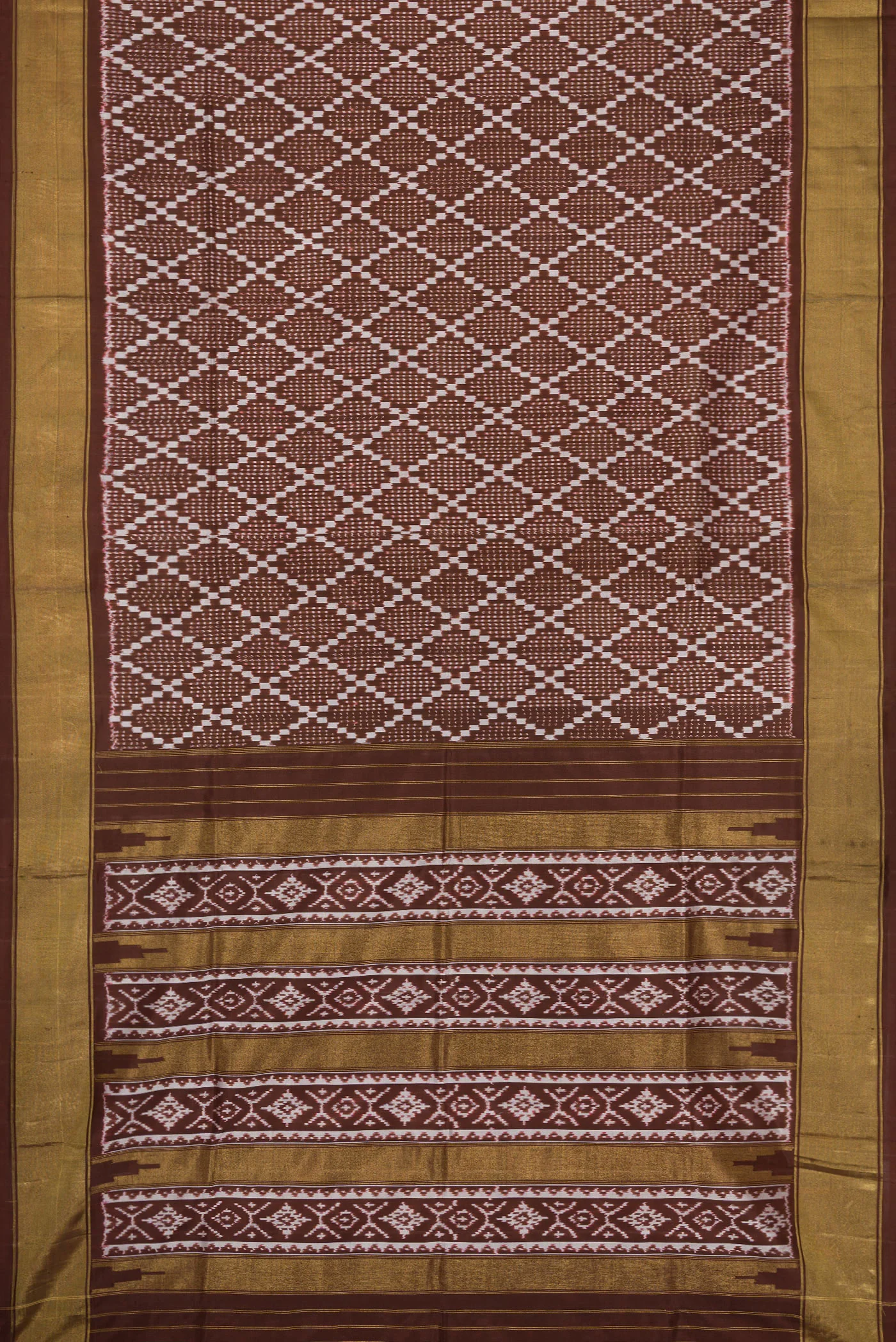 Brown Pochampally Silk Saree - Image 6