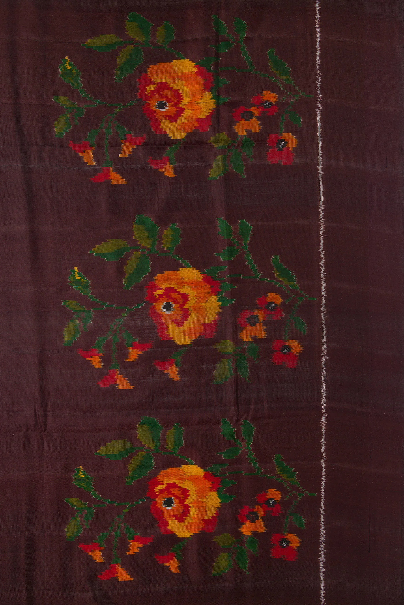Coffee Brown Double Ikat Saree - Image 3
