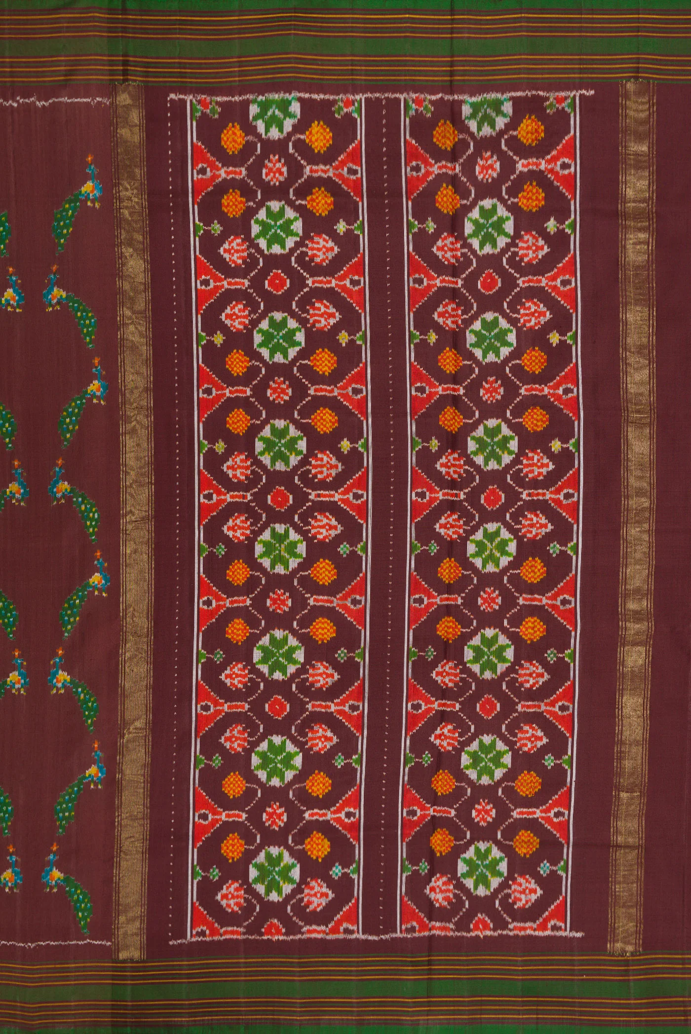Brown Double Ikat Saree - Image 7