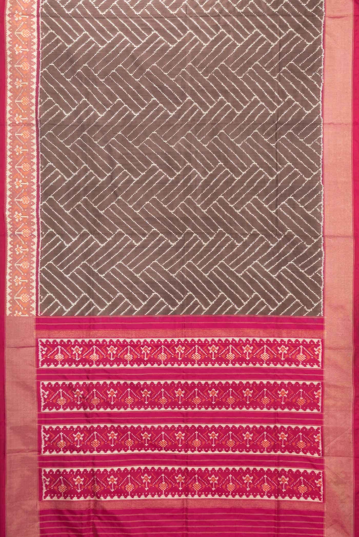 Brown Dual Tone Double Ikat Saree - Image 4