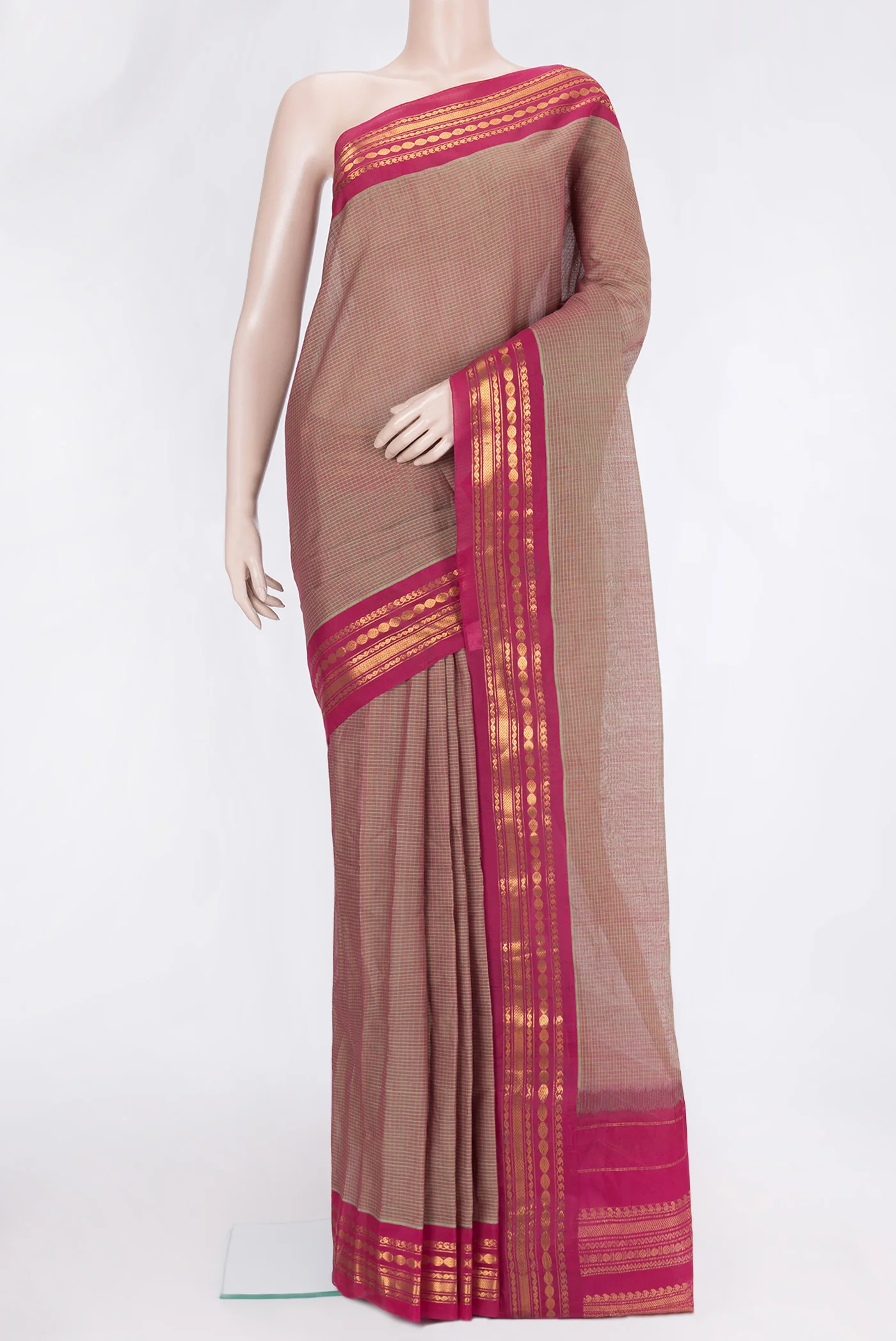Brown Dual Tone Gadwal cotton Saree