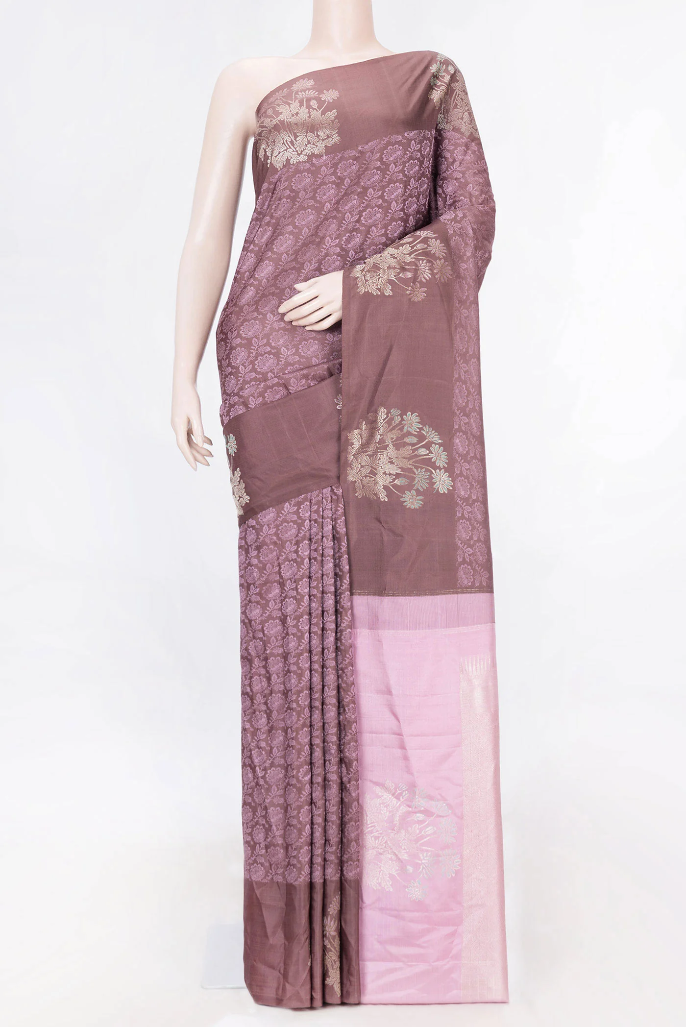 Brown Dual Tone Kanchipuram Saree