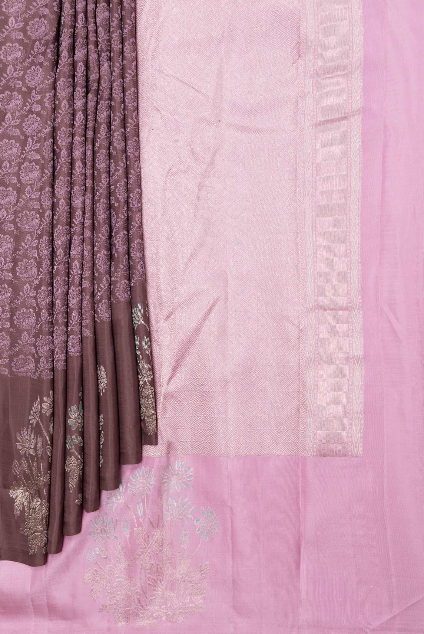 Brown Dual Tone Kanchipuram Saree - Image 4