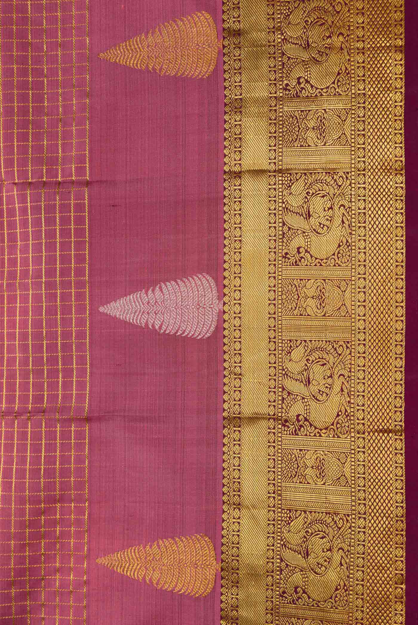 Mauve Kanjivaram Silk Saree - Image 3