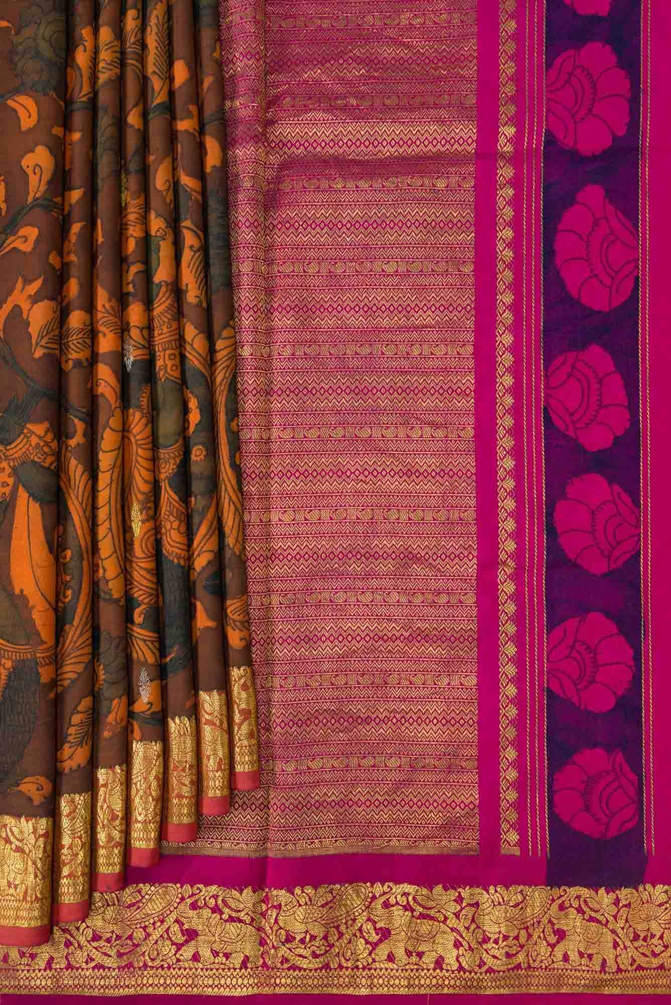 Brown Dual Tone Kanchipuram Silk Saree - Image 2