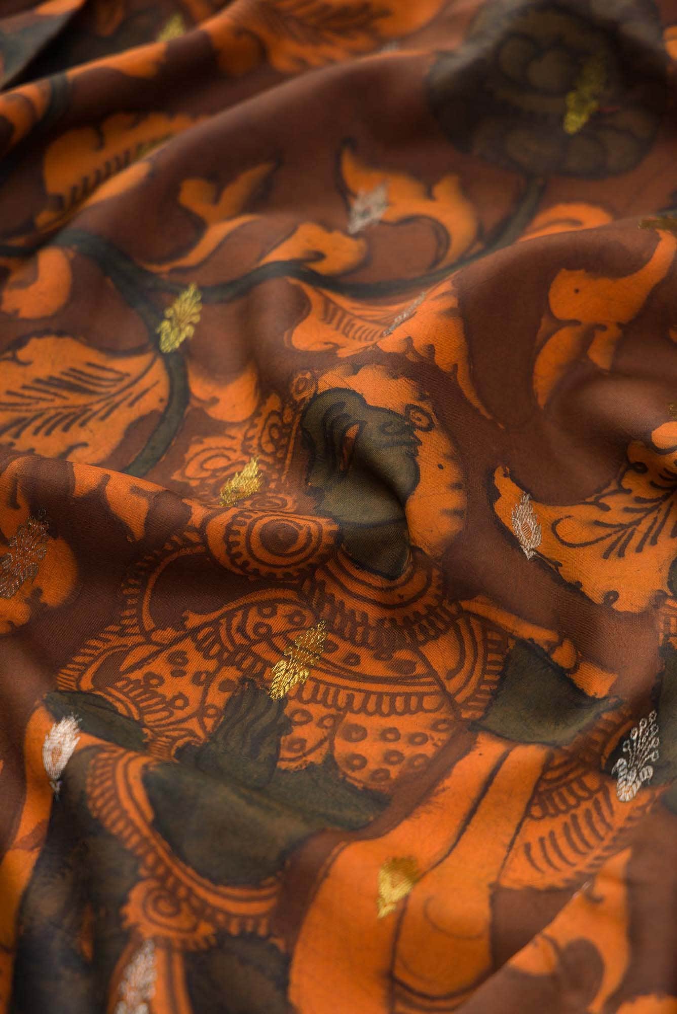 Brown Dual Tone Kanchipuram Silk Saree - Image 3