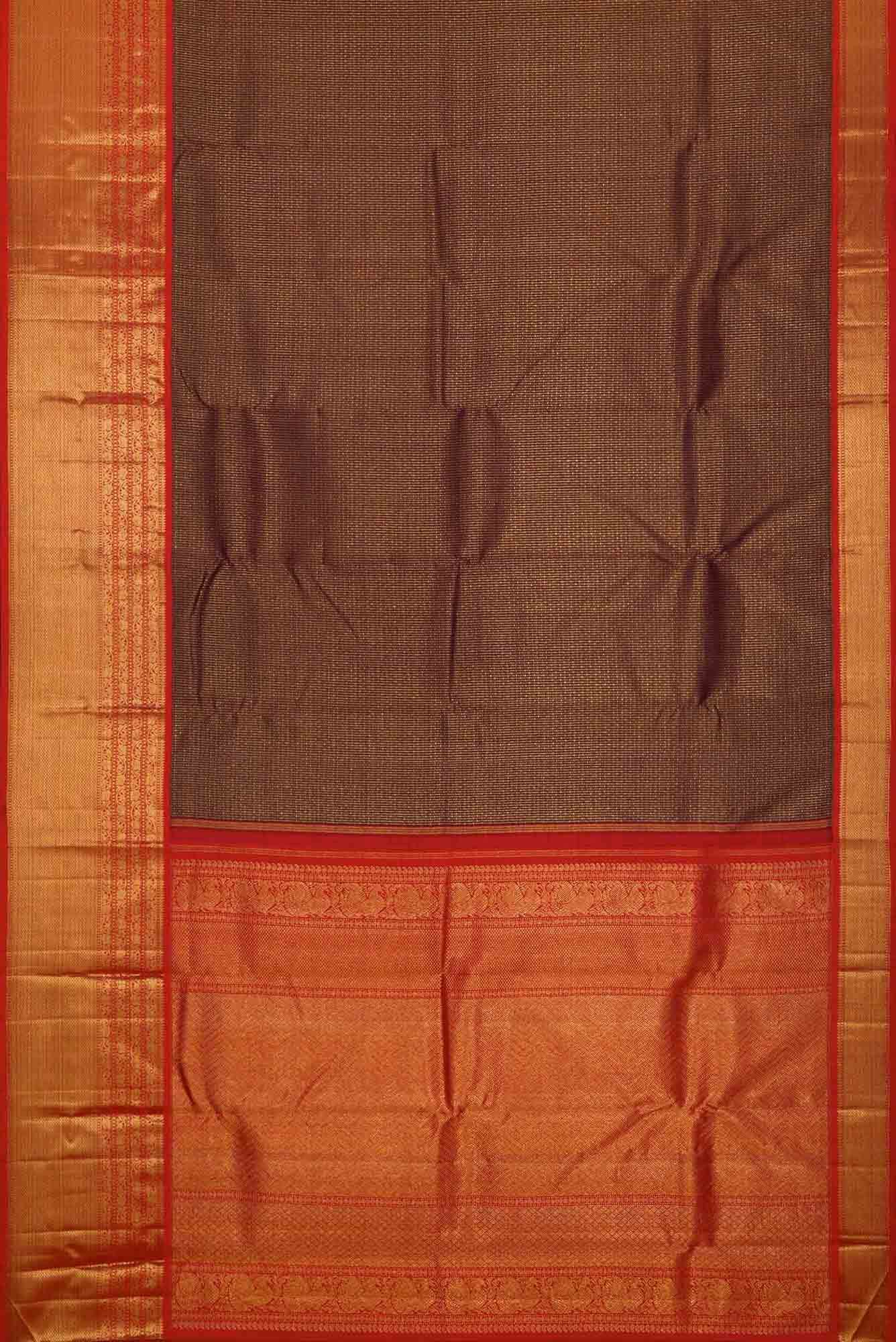 Brown Dual Tone Kanchipuram Silk Saree - Image 4