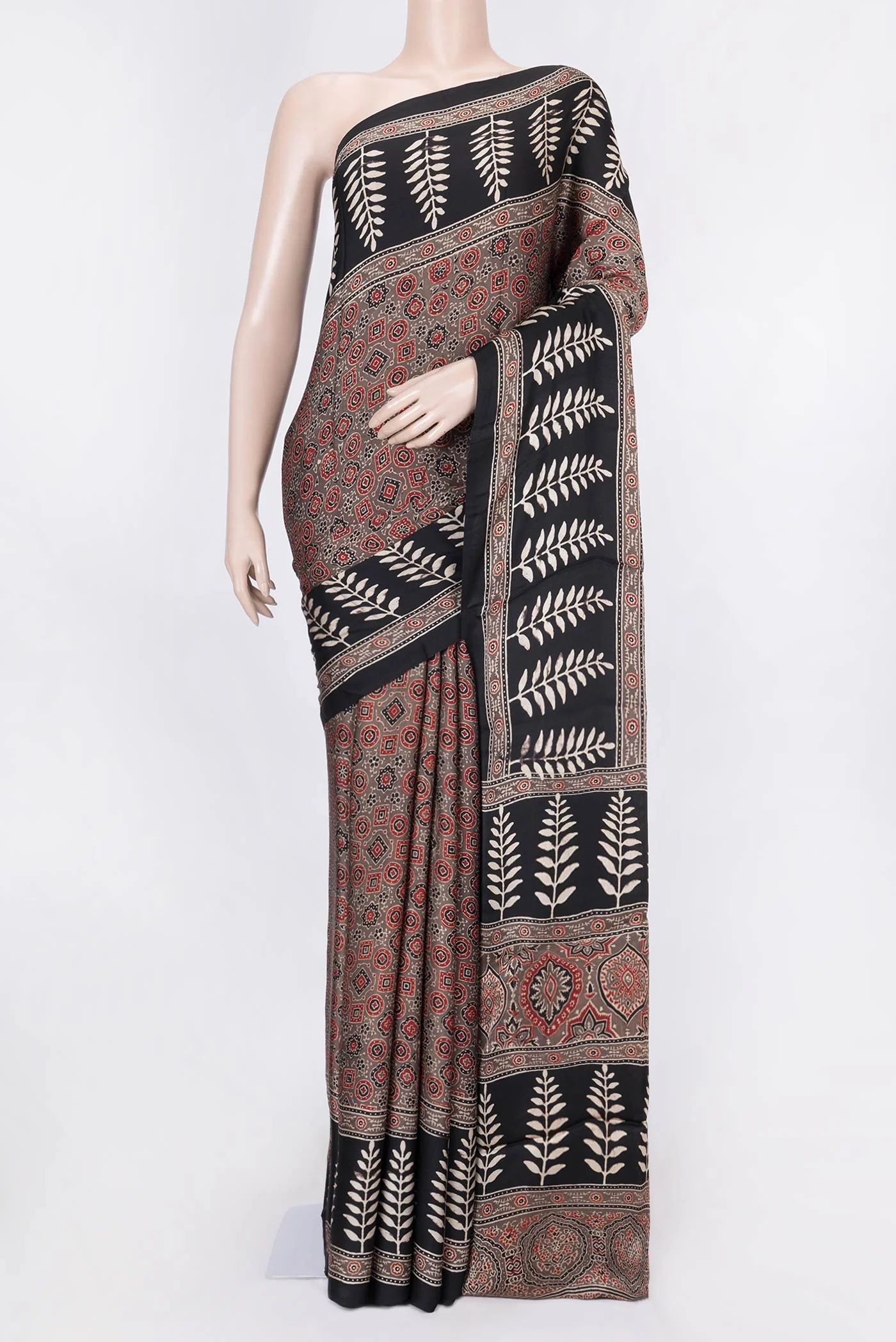 Brown Blended Satin Crepe Saree