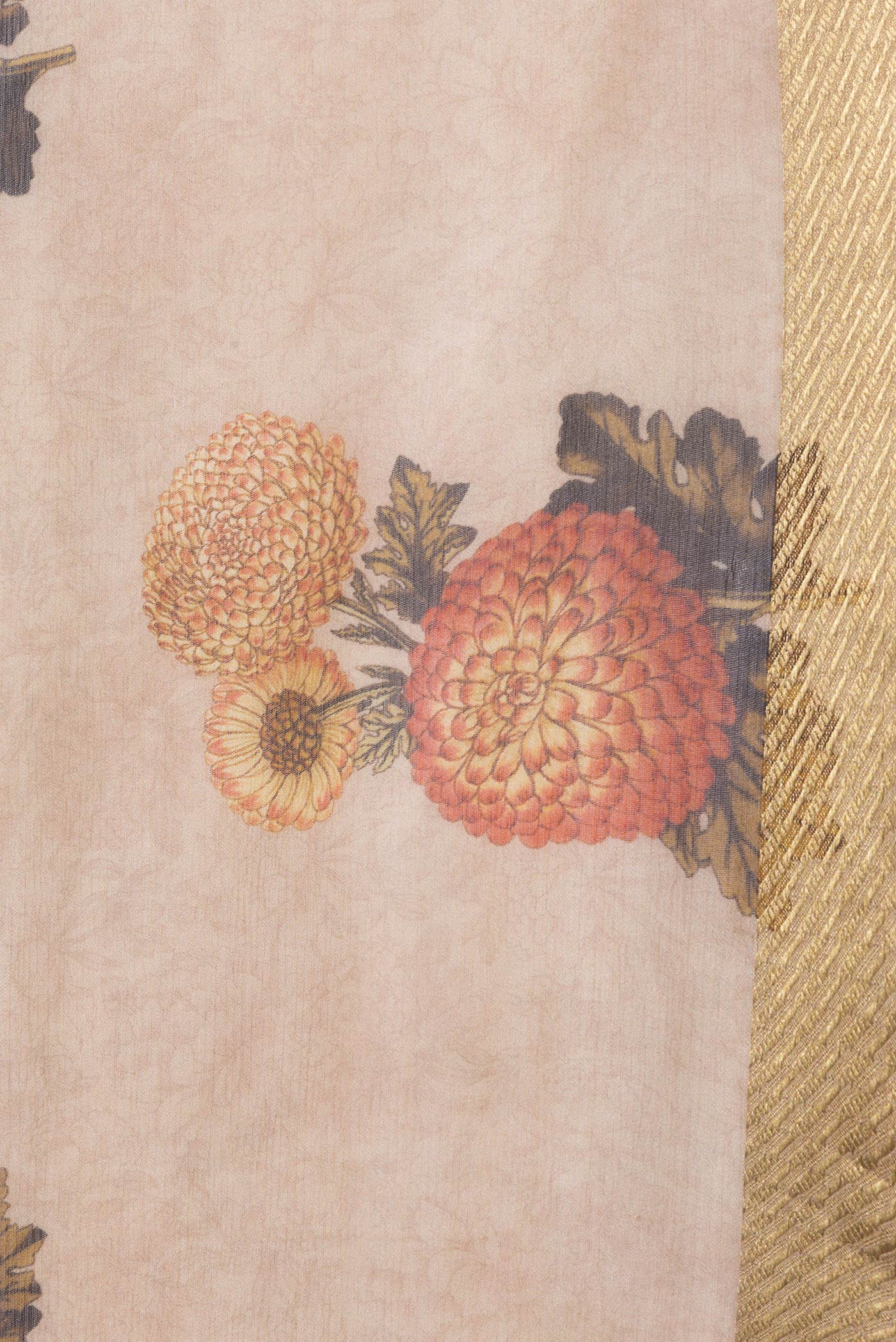 Beige Mysore Chiffon Saree - Image 3
