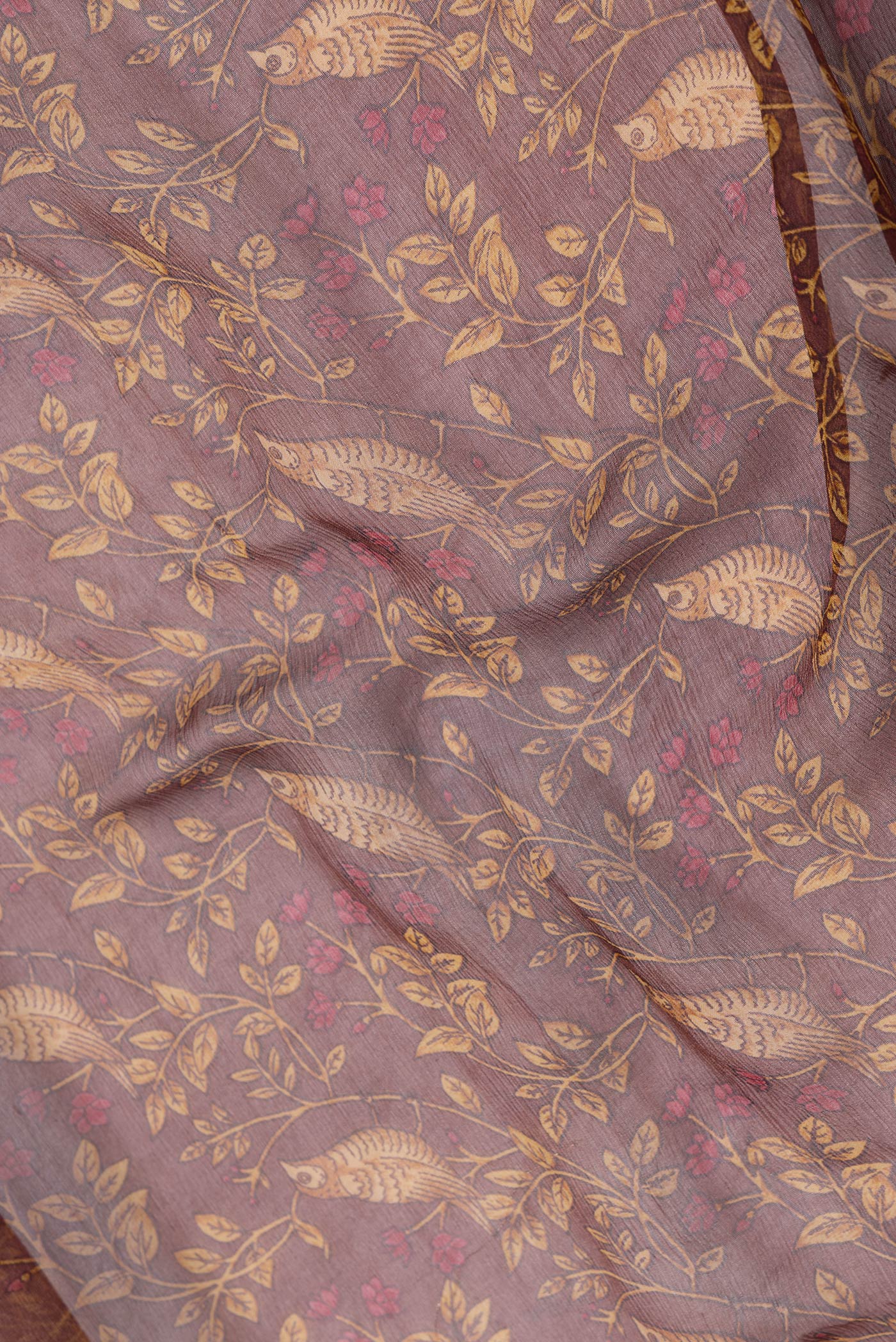 Brown Mysore Chiffon Saree - Image 2