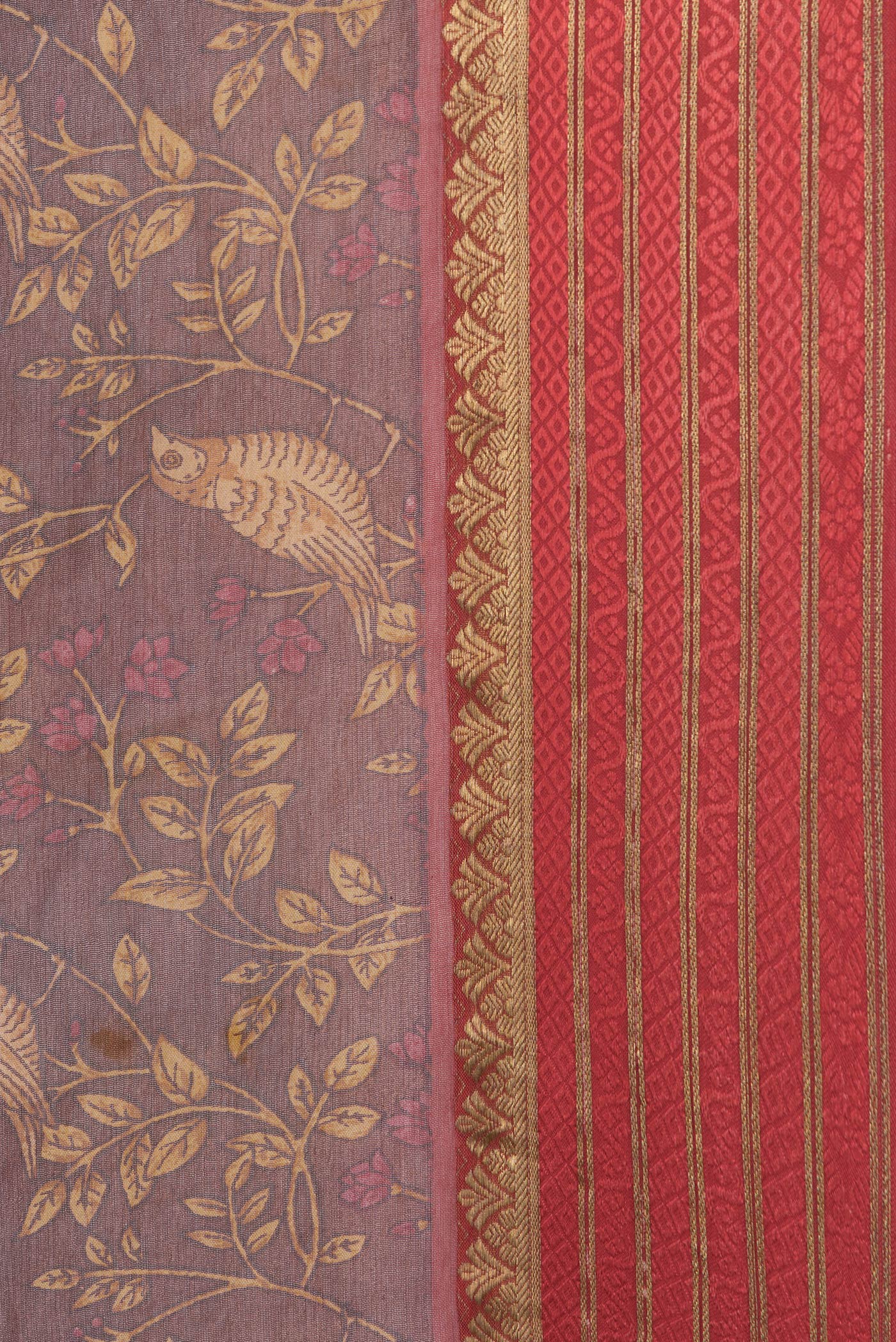 Brown Mysore Chiffon Saree - Image 3