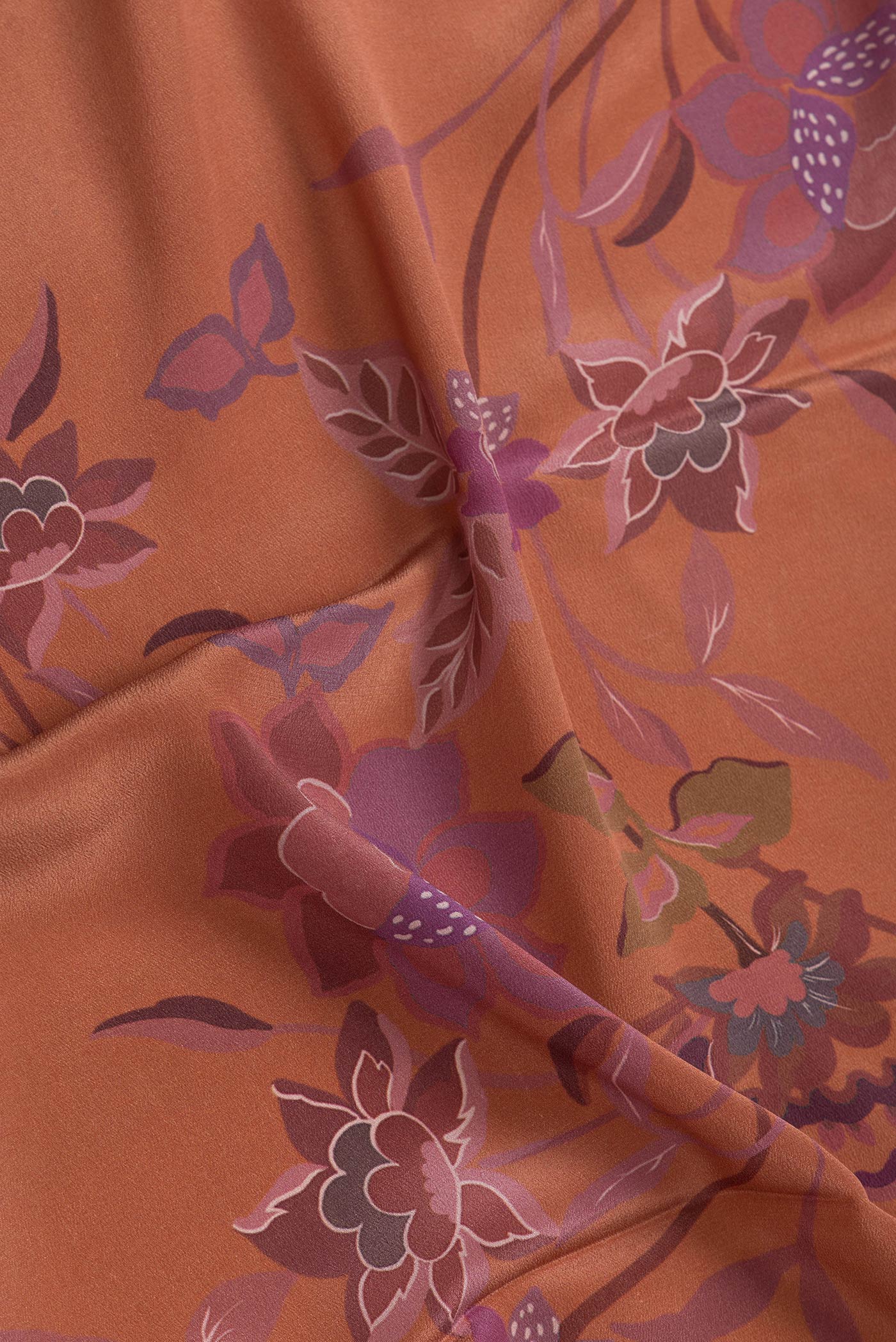 Rust Mysore Crepe Saree - Image 2