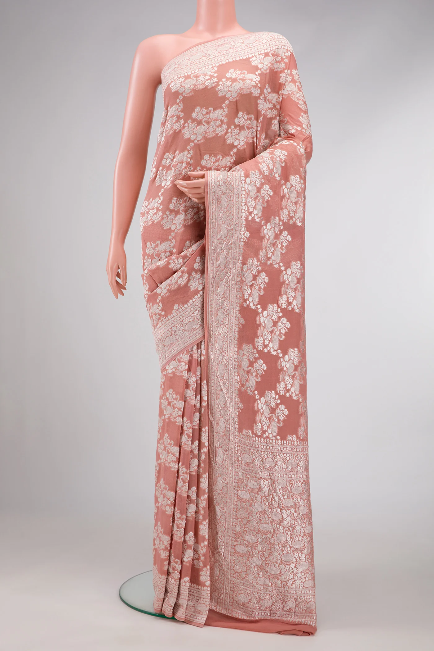 Rose Gold Banarasi Georgette Saree