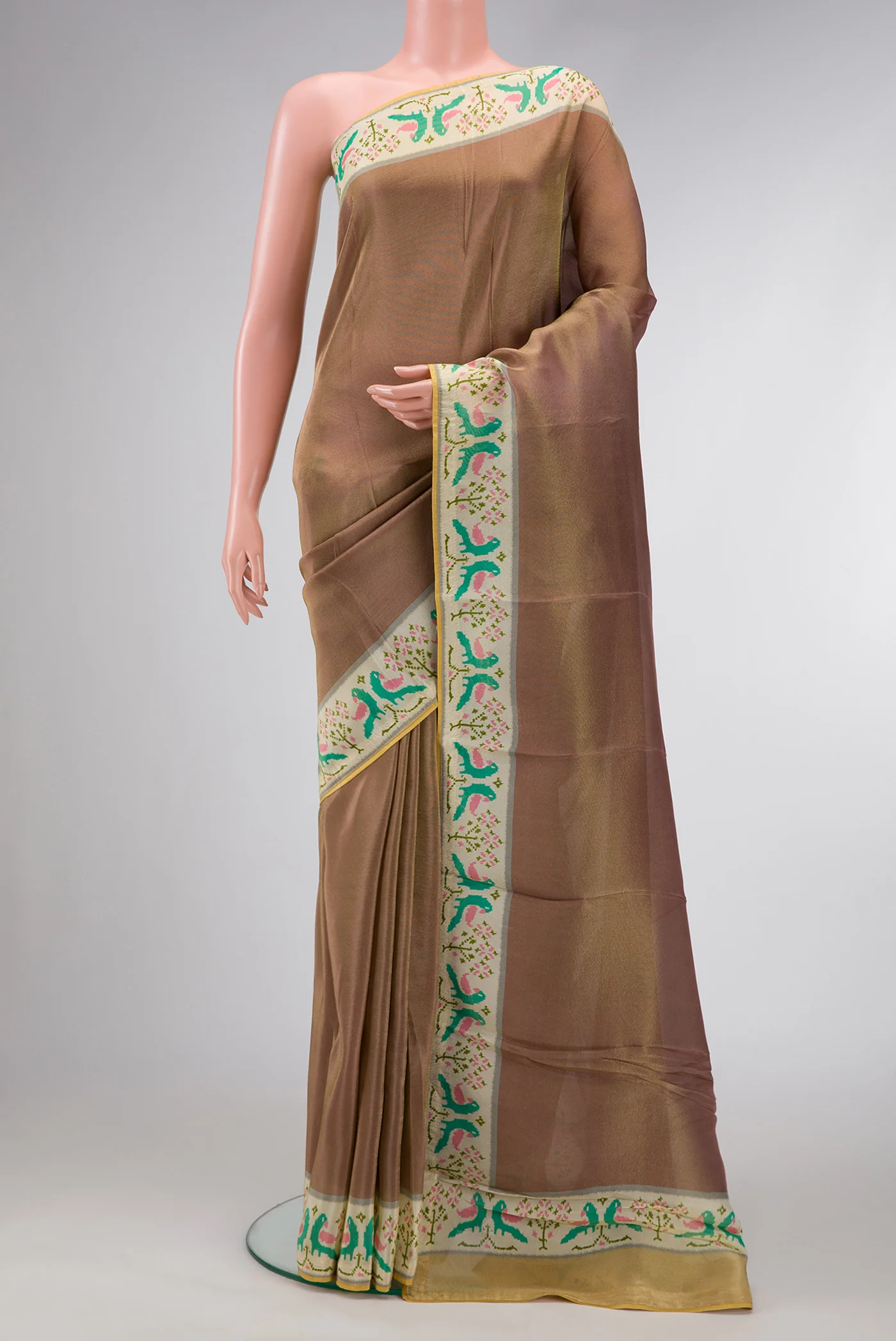 Brown Dual Tone Mysore Georgette Saree