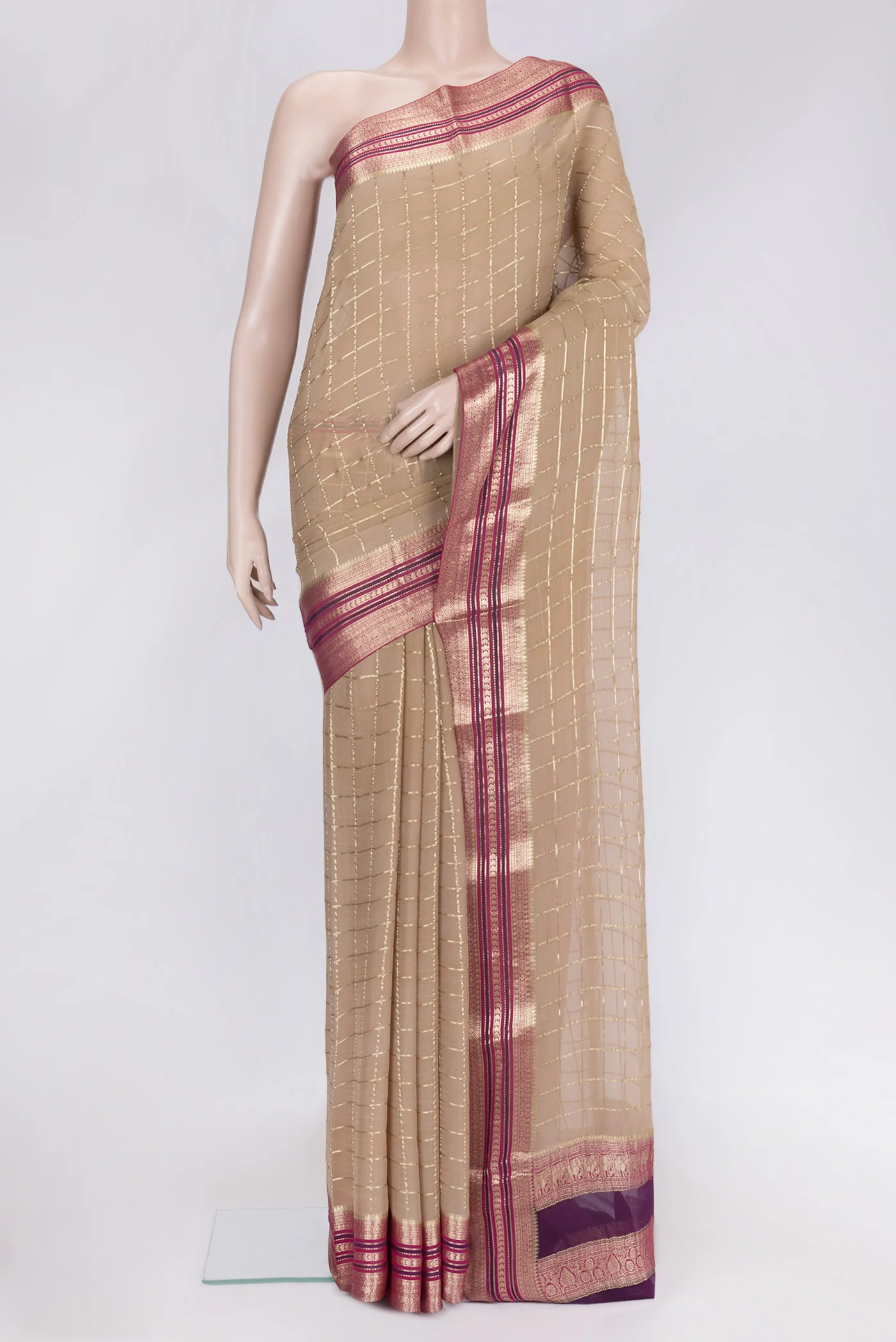Dark Beige Mysore Georgette Saree