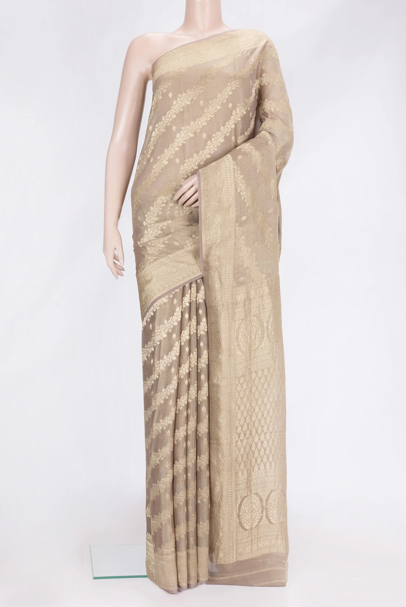 Beige Mysore Georgette Saree