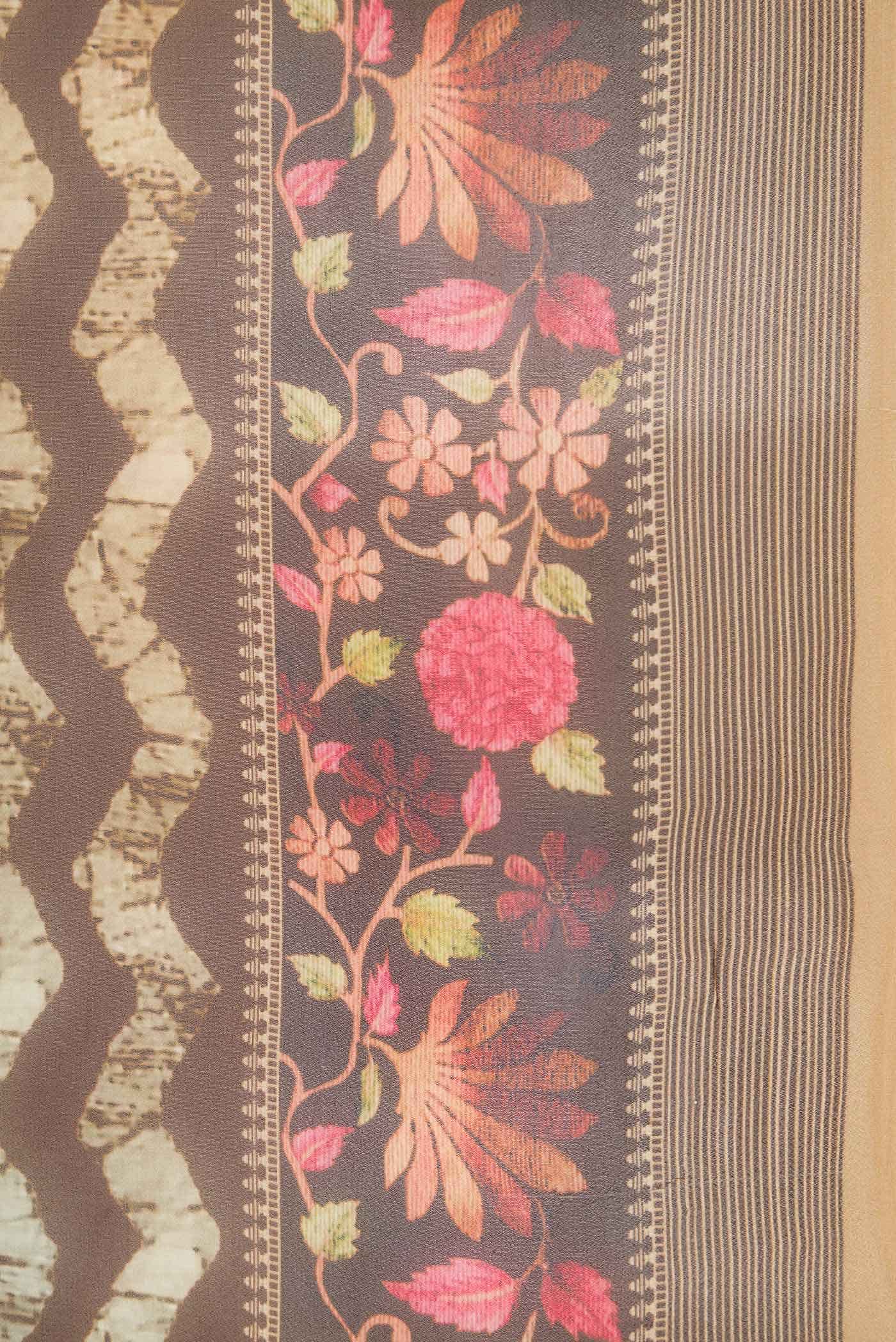 Brown Dual Tone Mysore Georgette Saree - Image 3