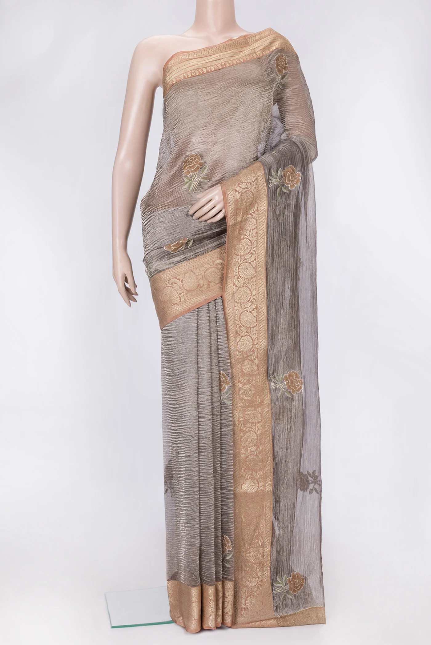 Brown Organza Silk Saree