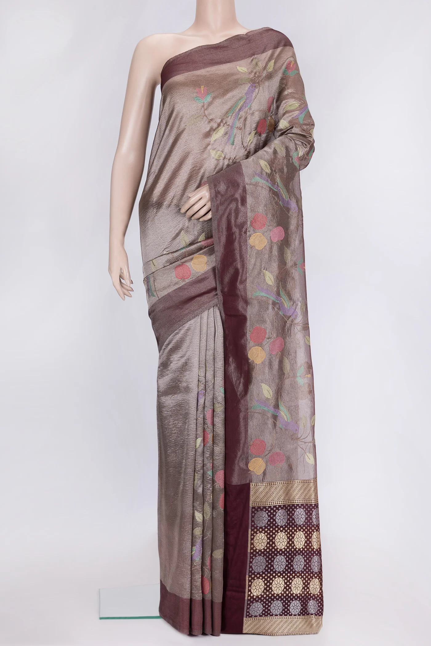 Brown Organza Silk Saree