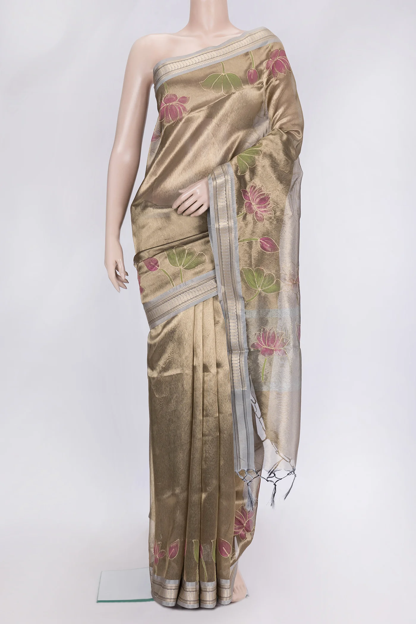 Brown Organza Silk Saree