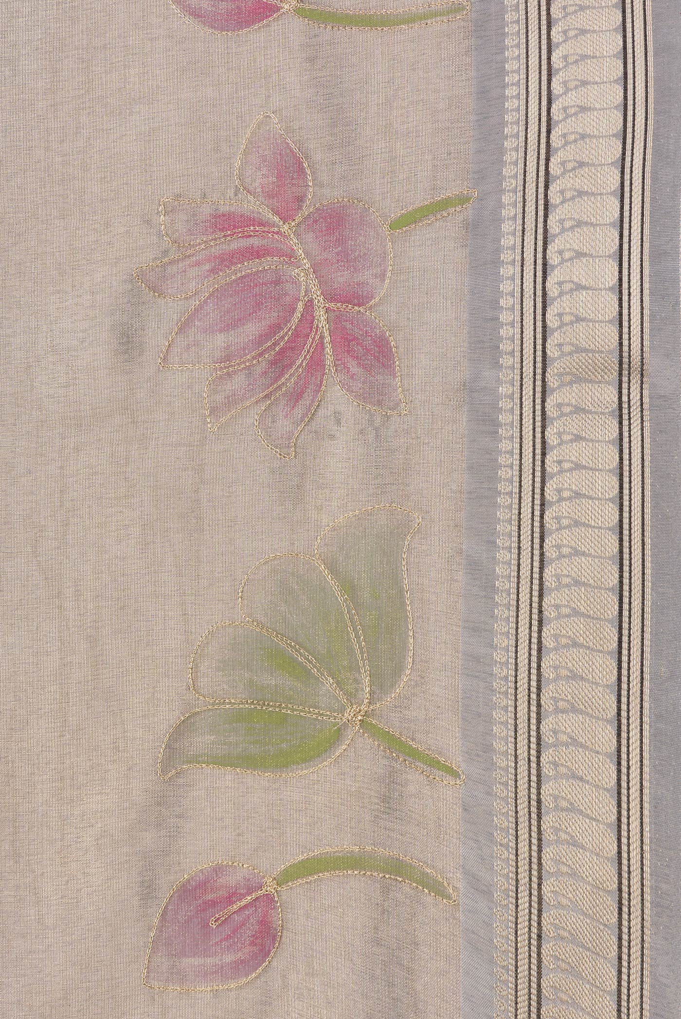 Brown Organza Silk Saree - Image 3