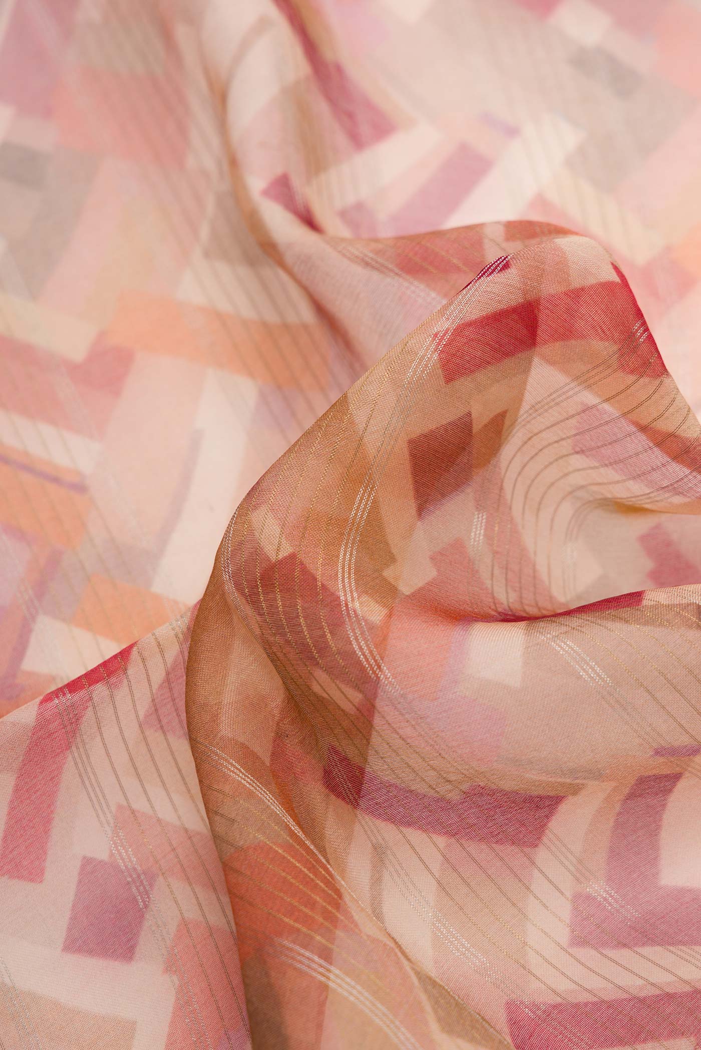 Peach Organza Silk Saree - Image 2