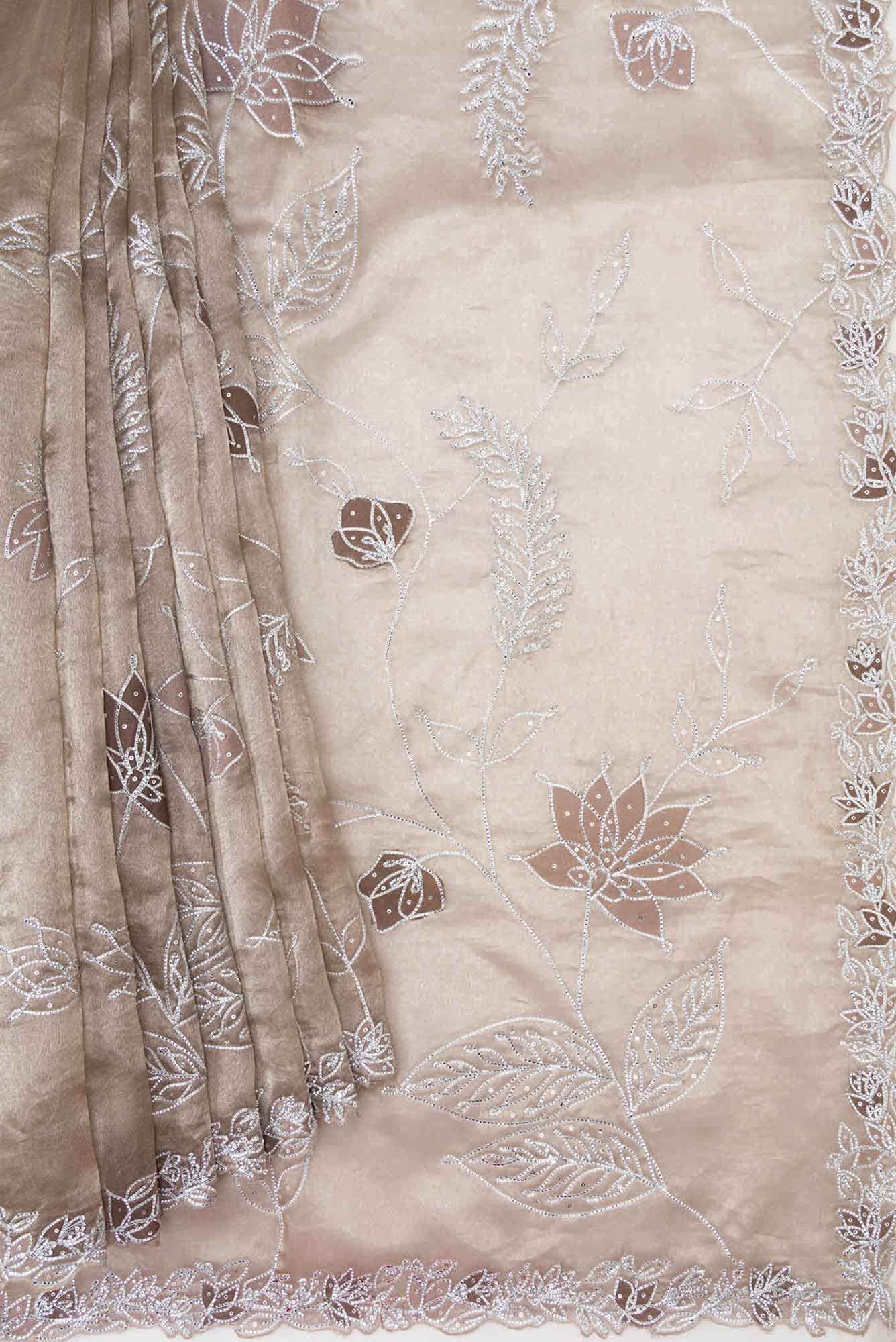 Brown Dual Tone Organza Silk Saree - Image 2
