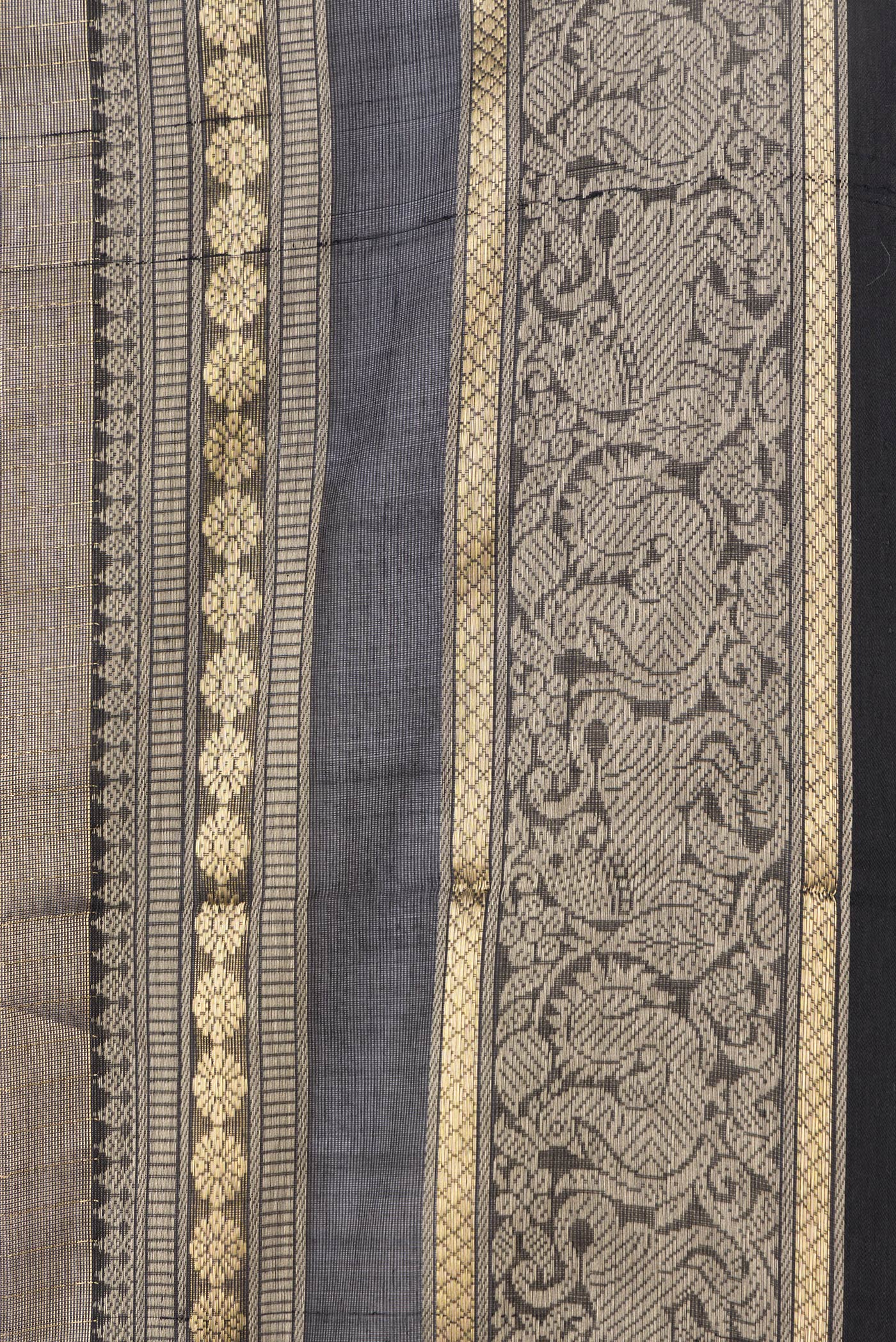 Gold with Brown Color Silk Cotton Saree - Image 3