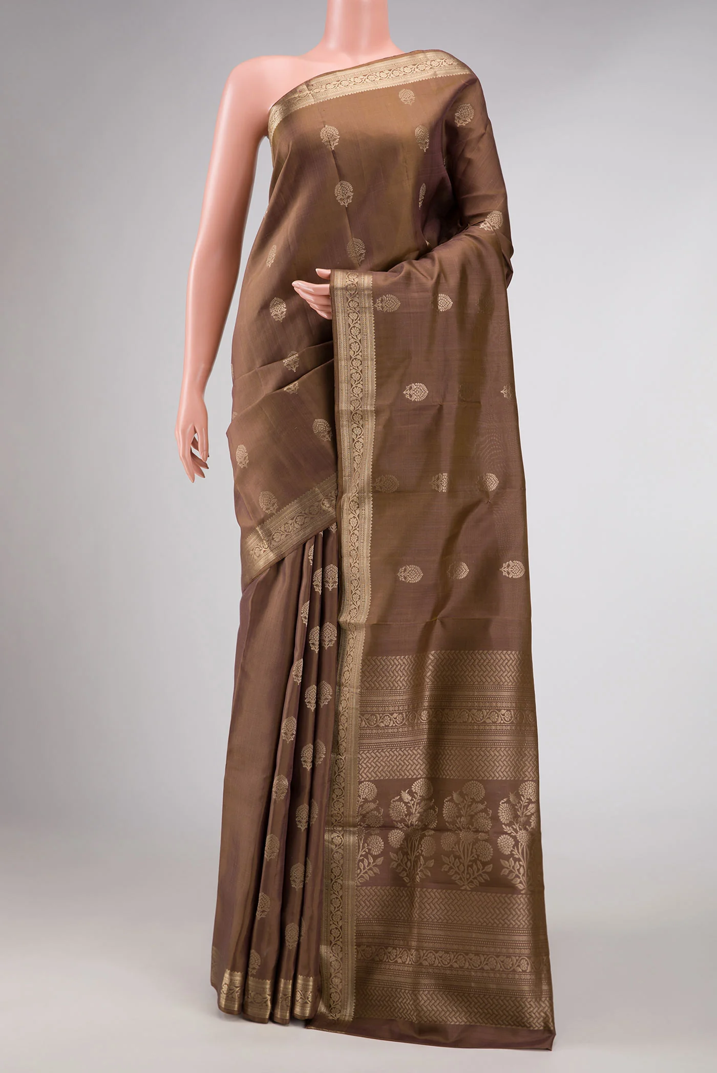 Brown Dual Tone Soft Silk Saree