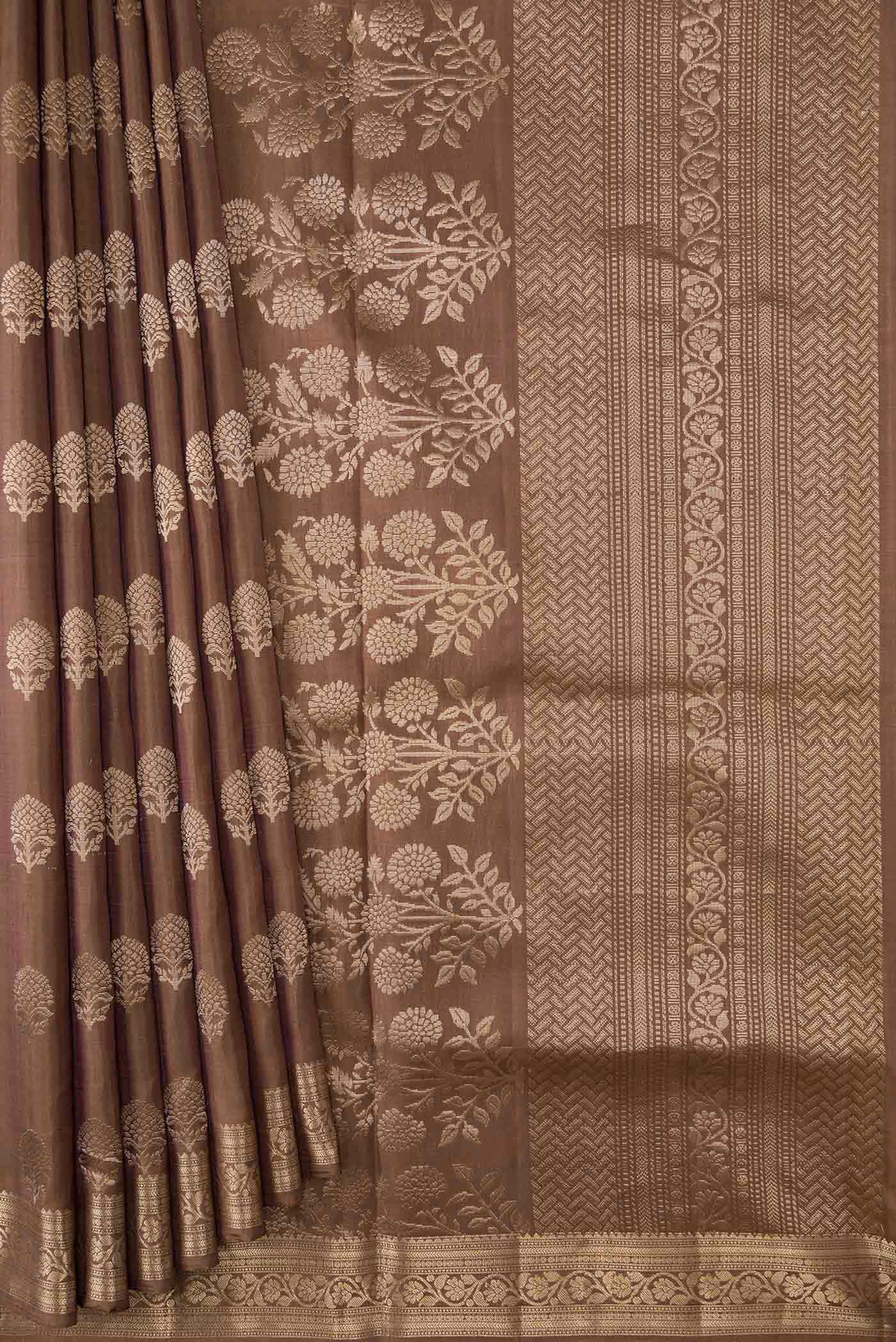 Brown Dual Tone Soft Silk Saree - Image 4