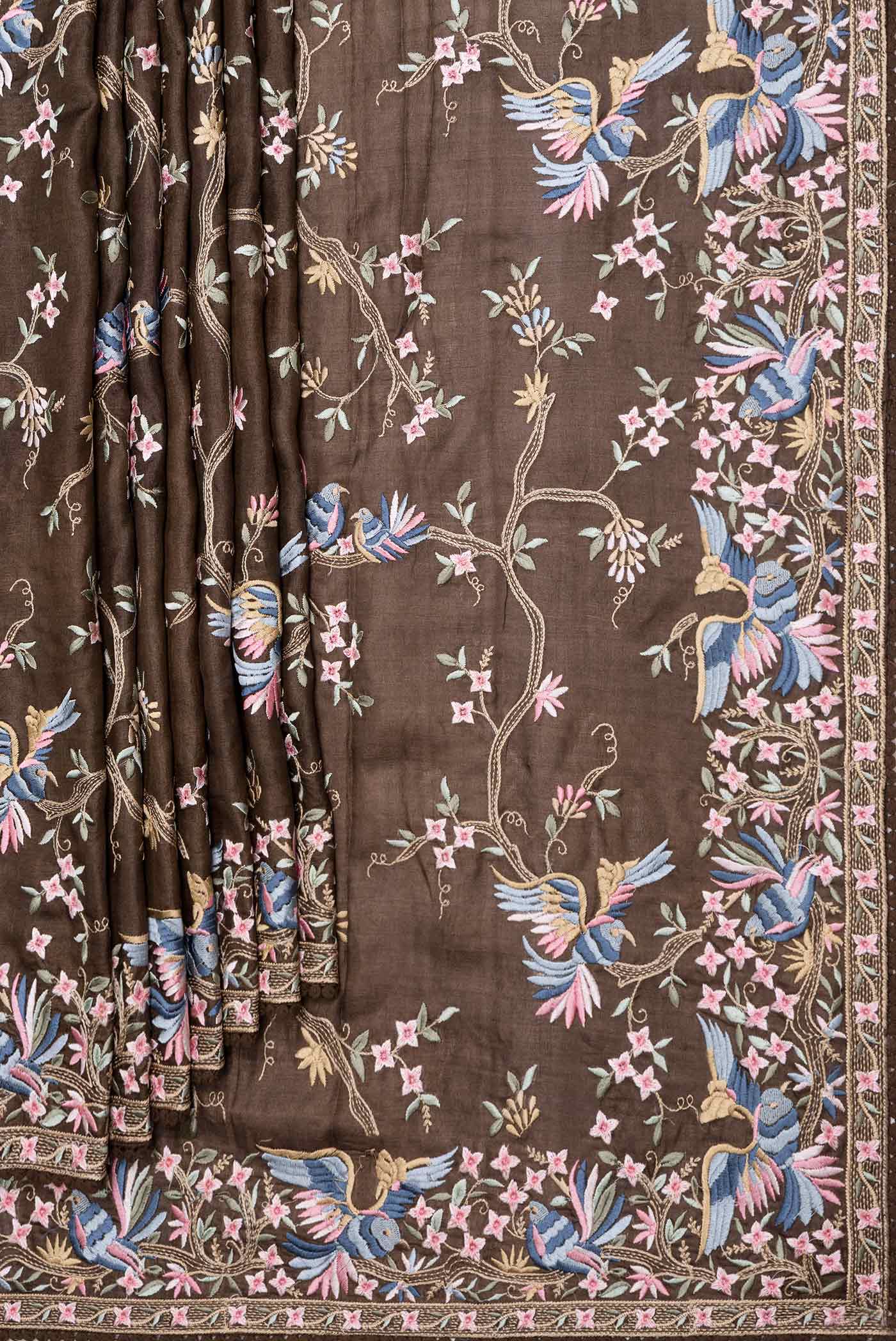 Brown Dual Tone Tussar Saree - Image 4