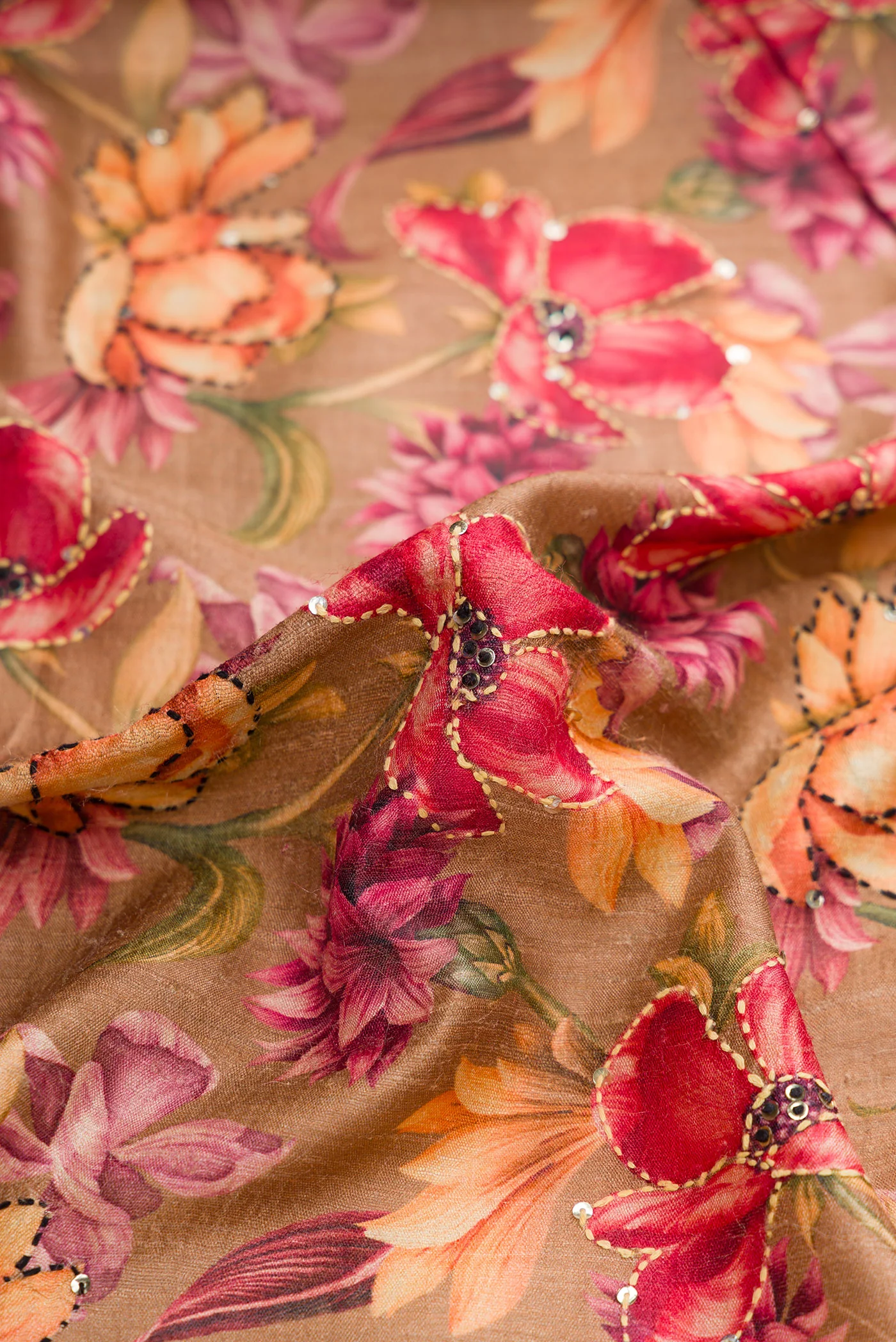 Brown Tussar Silk Saree - Image 2