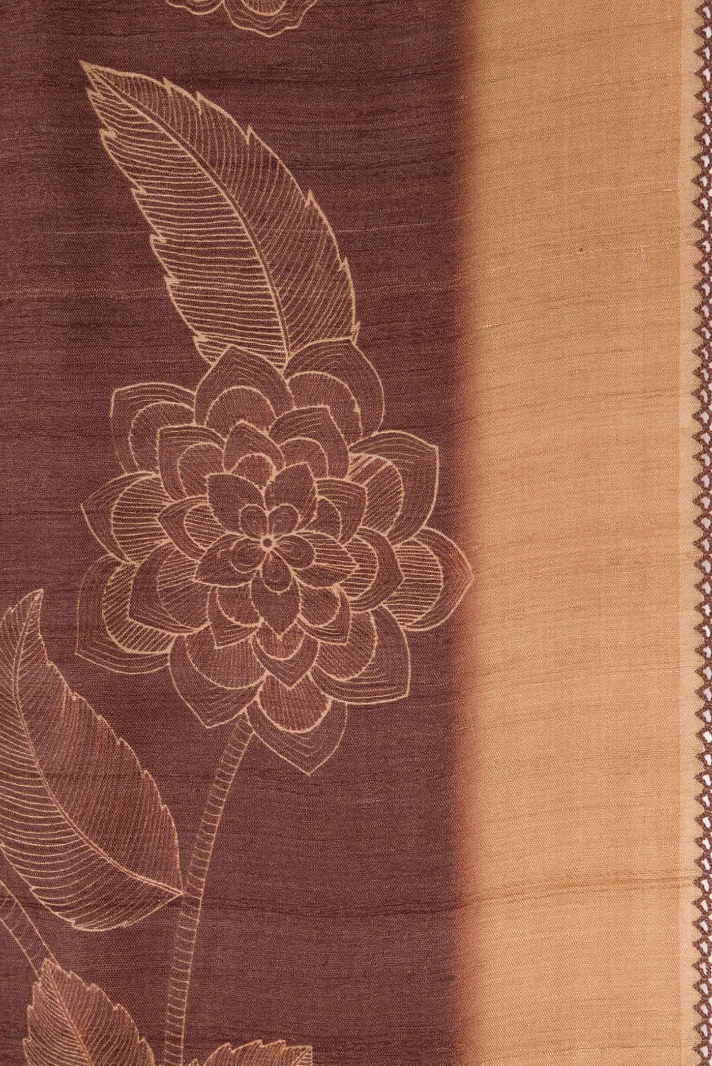 Brown Tussar Silk Saree - Image 3