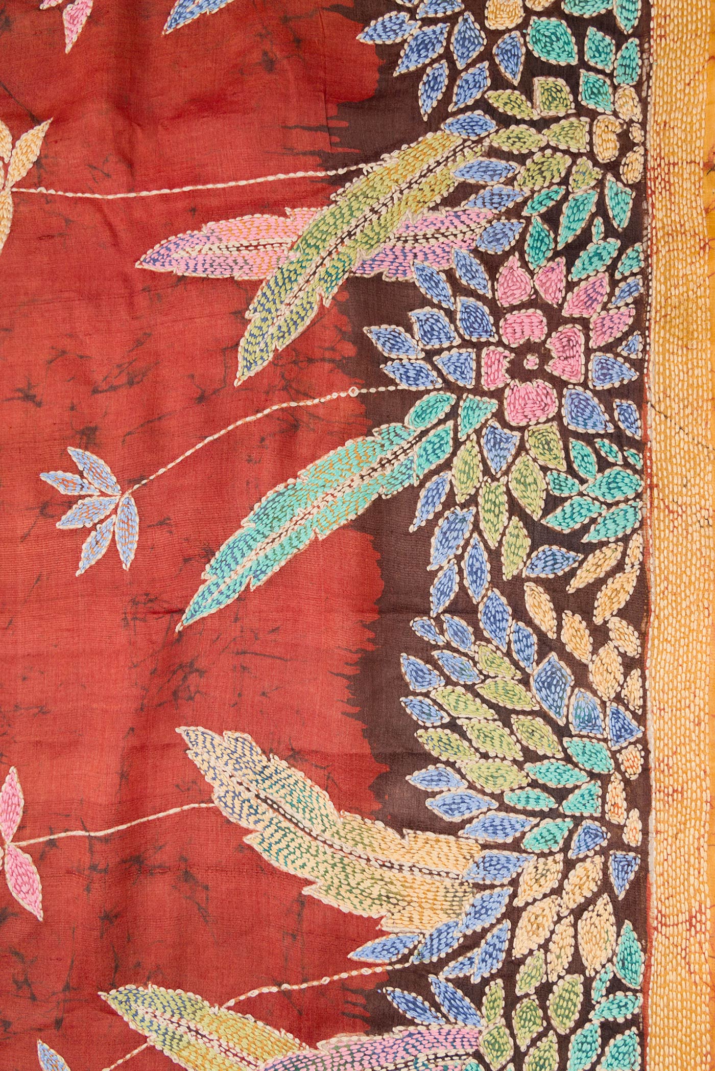 Rust Tussar Silk Saree - Image 3