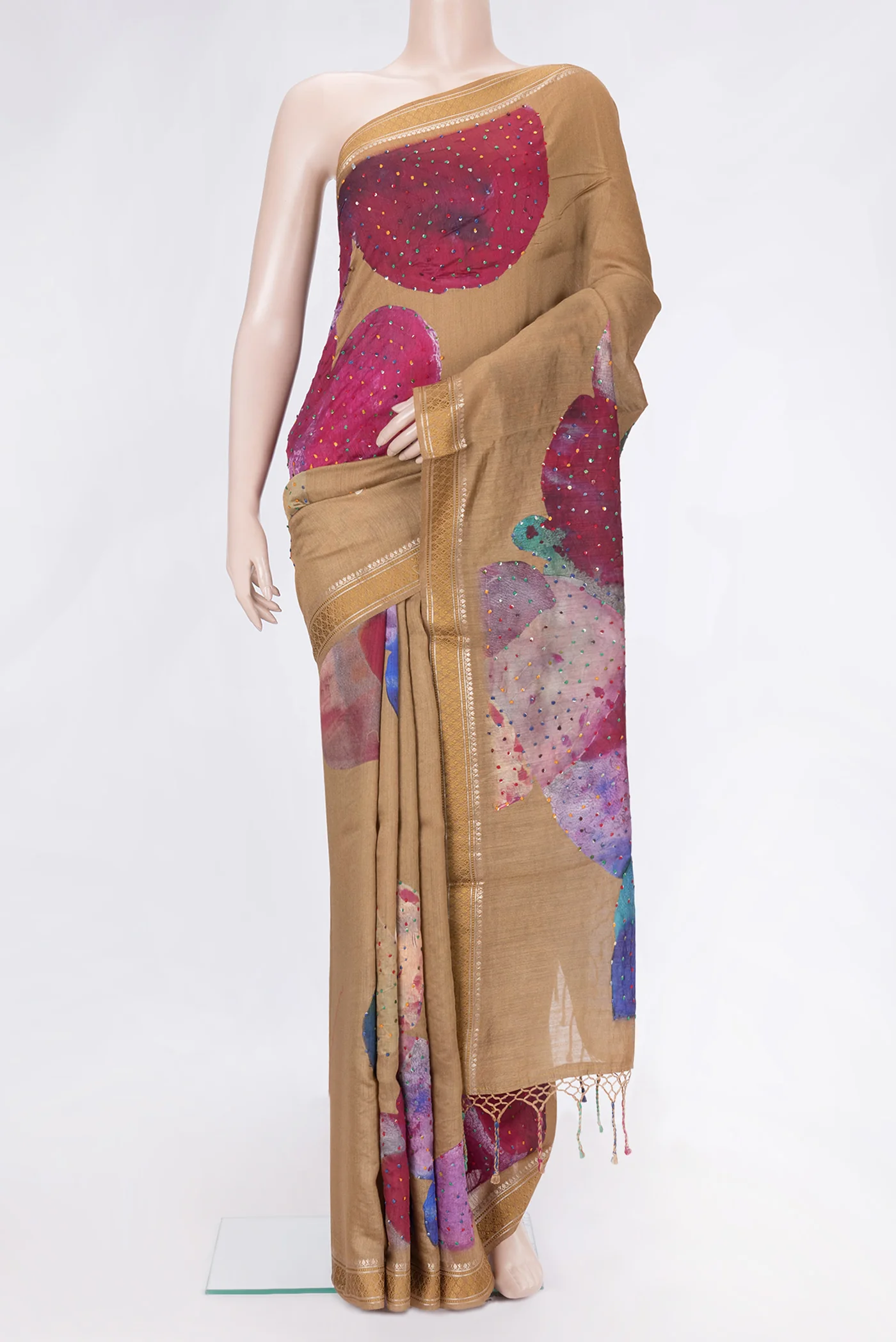 Brown Tussar Silk Saree