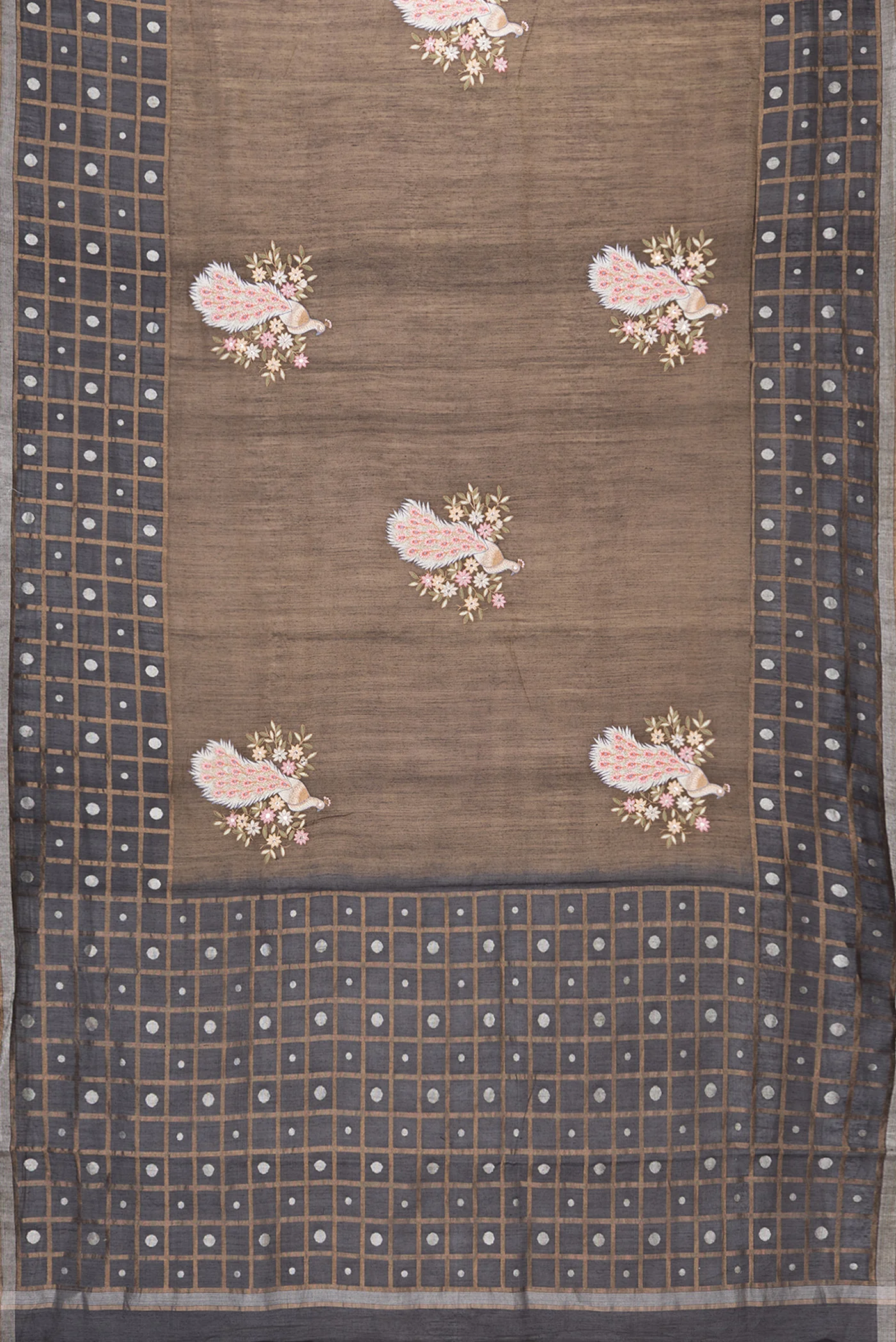 Black with Gold Color Tussar Silk Saree - Image 6