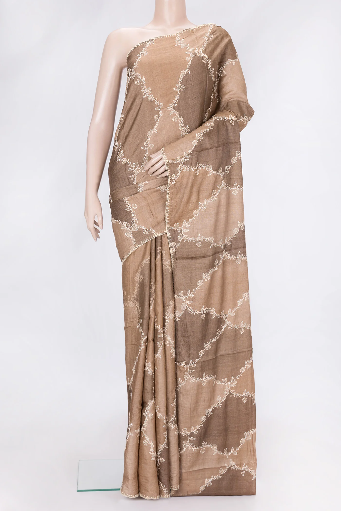 Brown Tussar Silk Saree