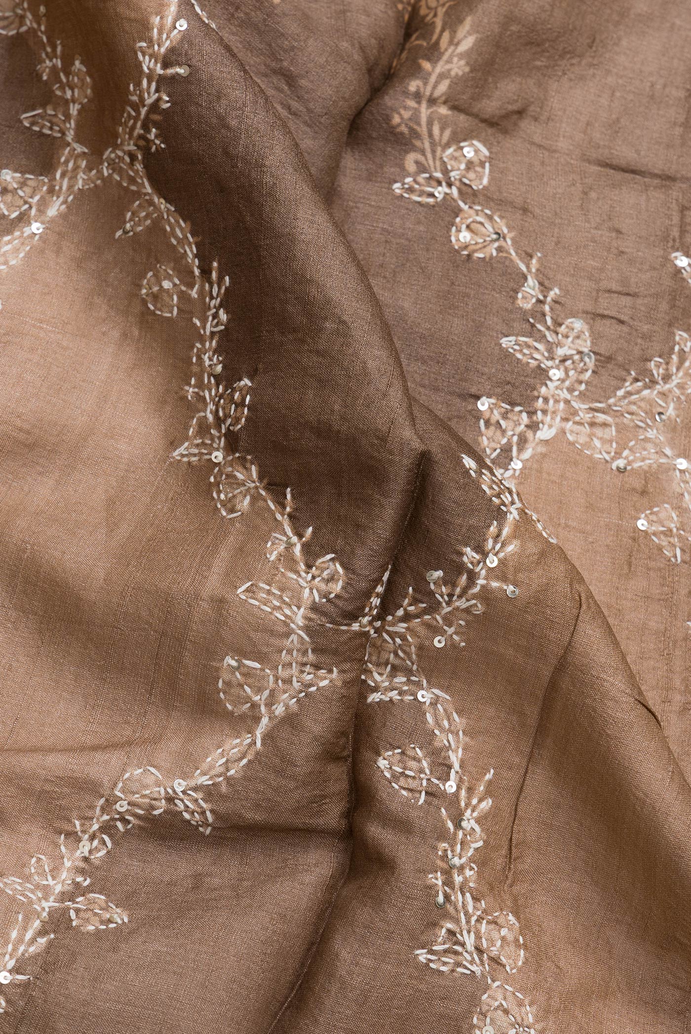 Brown Tussar Silk Saree - Image 2