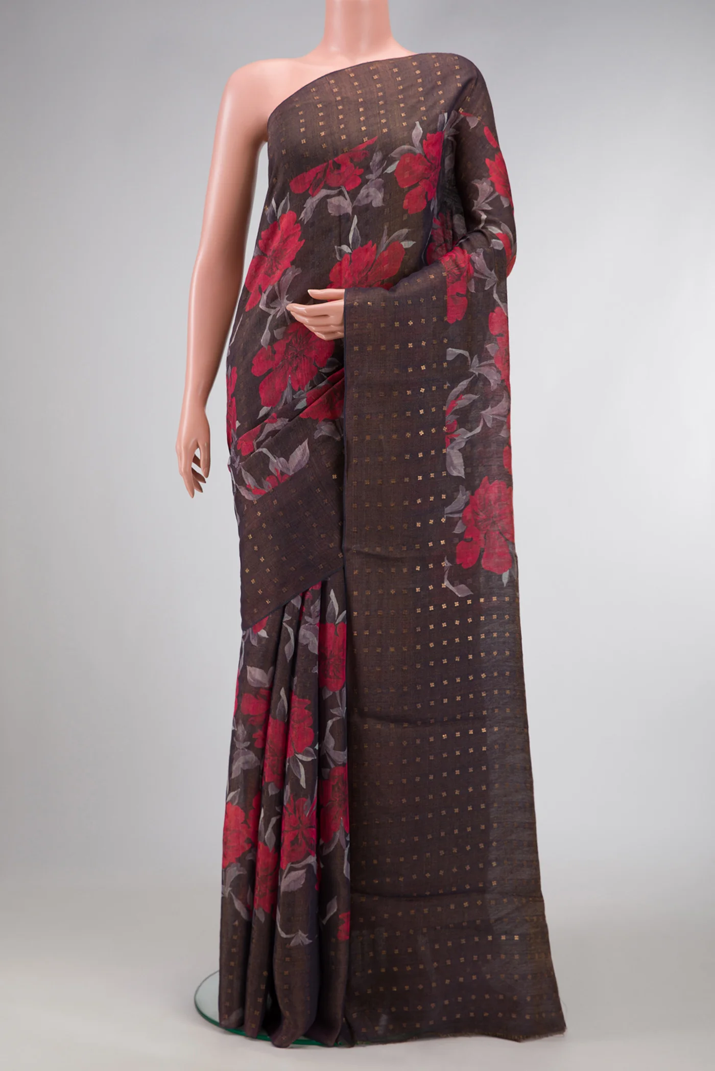 Brown Tussar Silk Saree