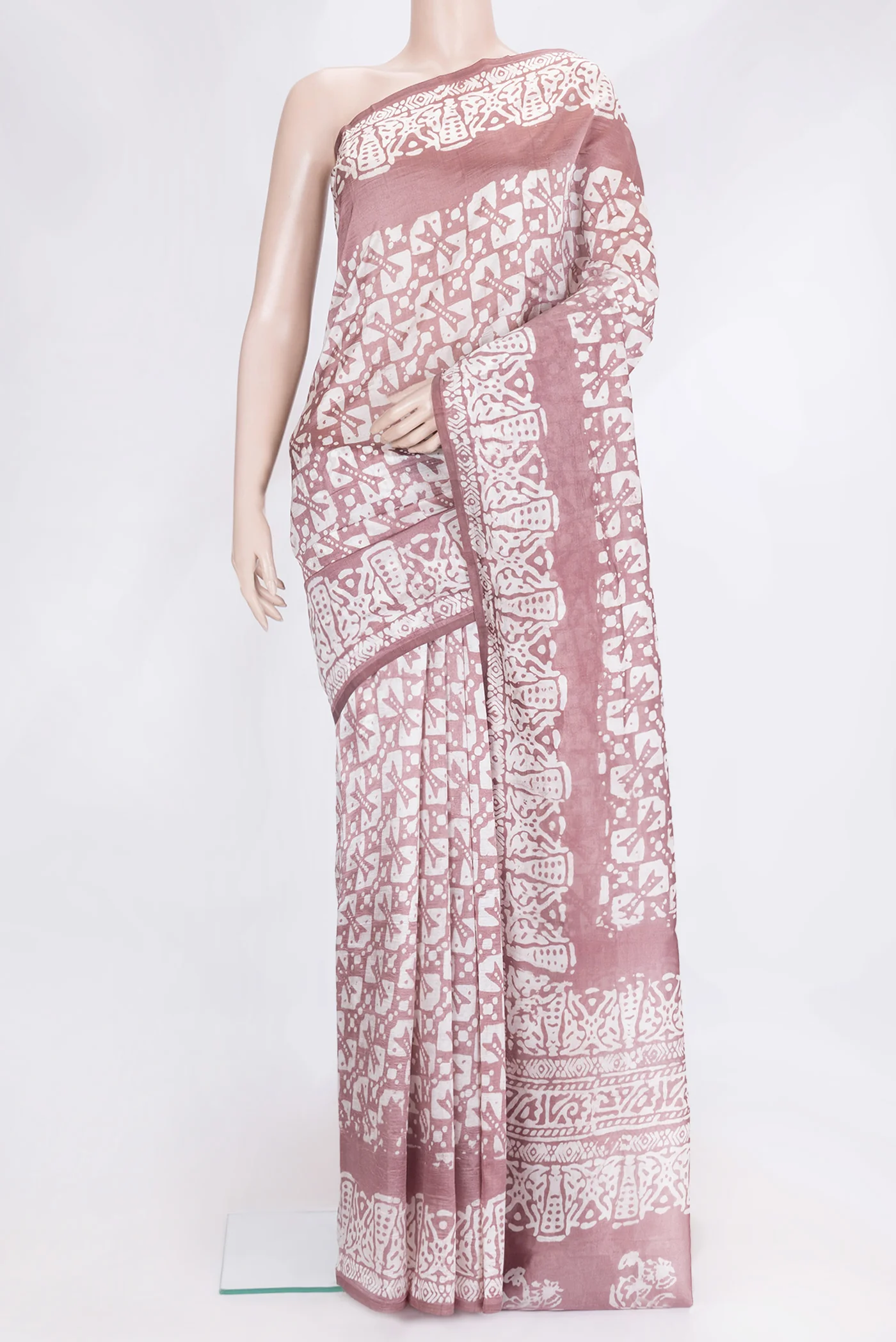 Mauve Printed Silk Saree