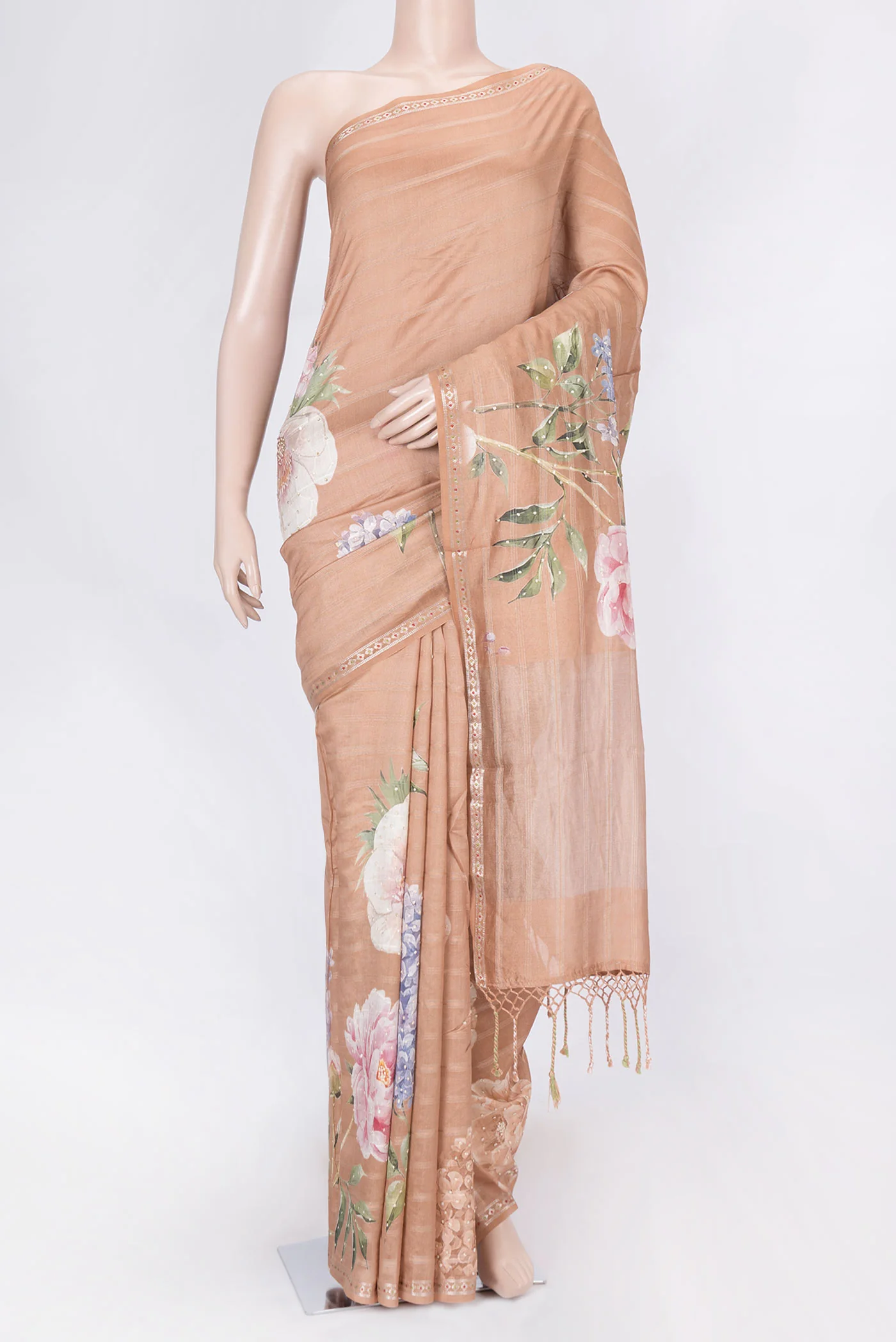 Brown Dual Tone Tussar Silk Saree